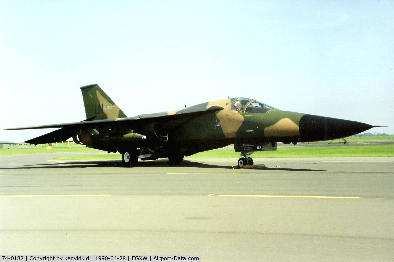 74-0182, 1974 General Dynamics F-111F Aardvark C/N E2-100, At the Waddington 1990 photocall.