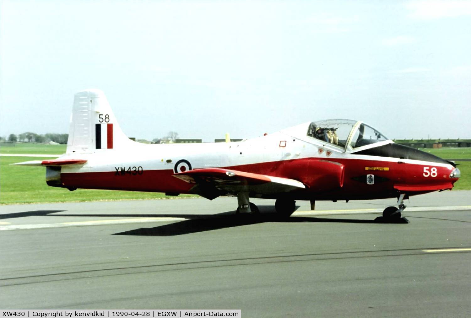 XW430, 1972 BAC 84 Jet Provost T.5A C/N EEP/JP/1052, At the Waddington 1990 photocall.