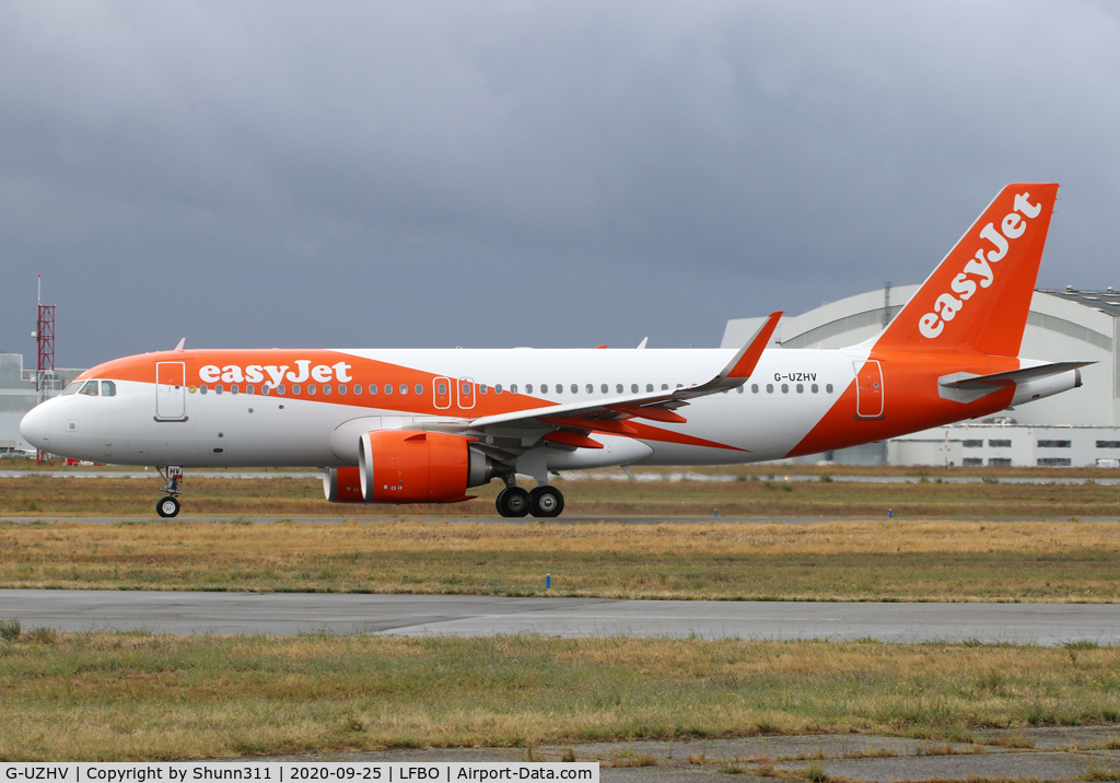 G-UZHV, 2019 Airbus A320-251N C/N 8722, Taxiing holding point rwy 32R for departure...