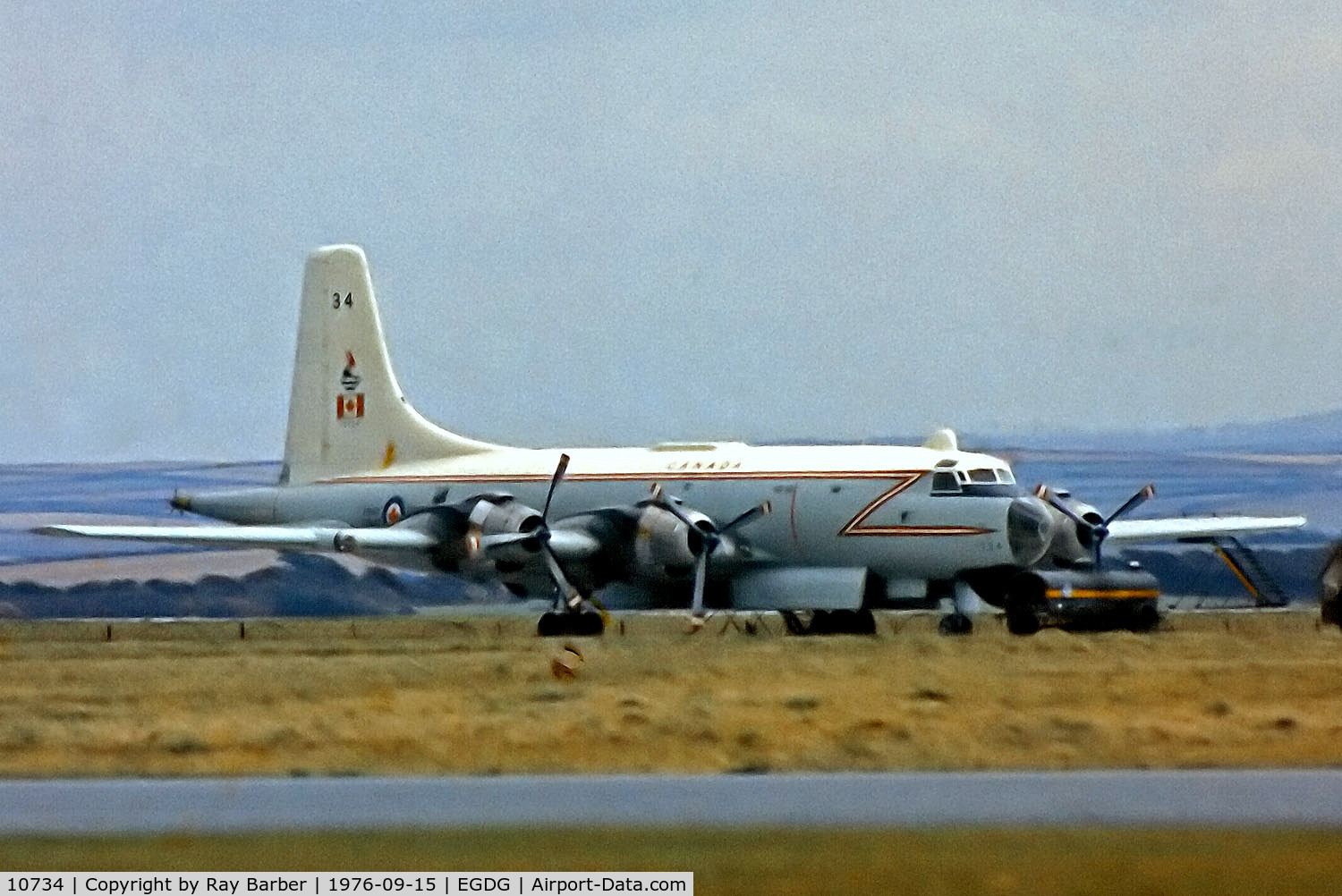 10734, Canadair CP-107 Argus 2 (CL-28-2) C/N 25, 10734   Canadair CL-28 Argus (CP-107) [25] (Canadian Armed Forces) RAF St Mawgan-Newquay~G 15/09/1976