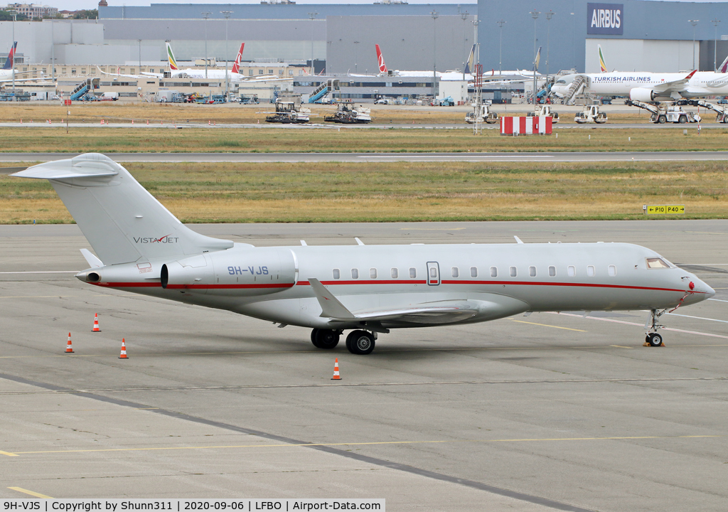 9H-VJS, 2015 Bombardier BD-700-1A10 Global 6000 C/N 9711, Parked at the General Aviation area...