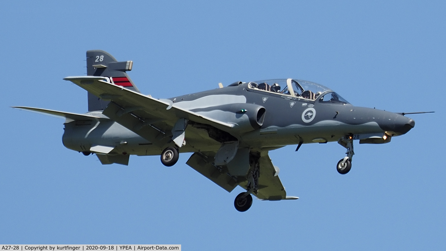 A27-28, British Aerospace Hawk 127 C/N DT28, BAE Systems Hawk. MK 127 RAAF A27-28 cn DT28 rwy36  YPEA 18 September 2020.