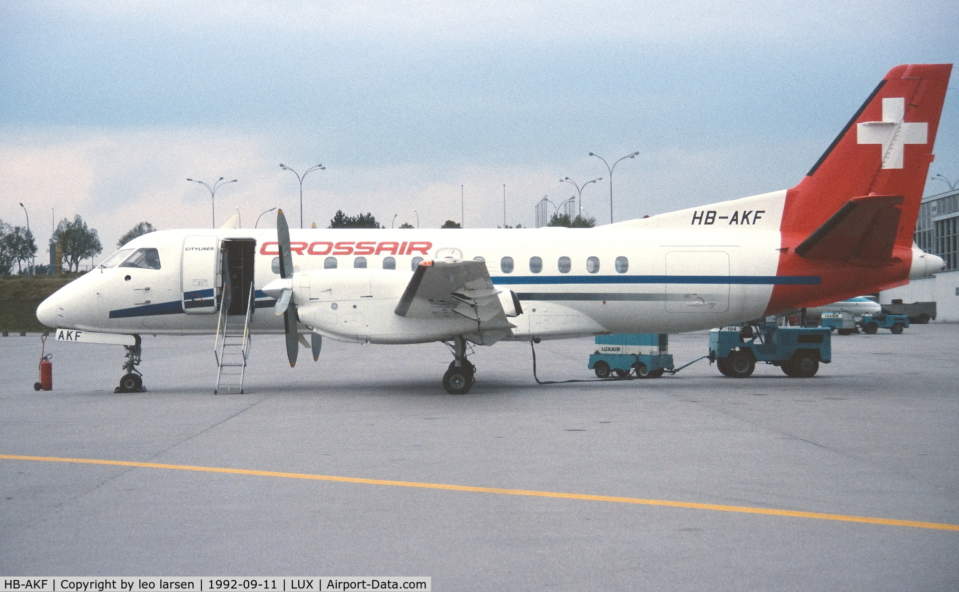 HB-AKF, 1990 Saab 340B C/N 340B-182, Luxemburg 11.9.1992