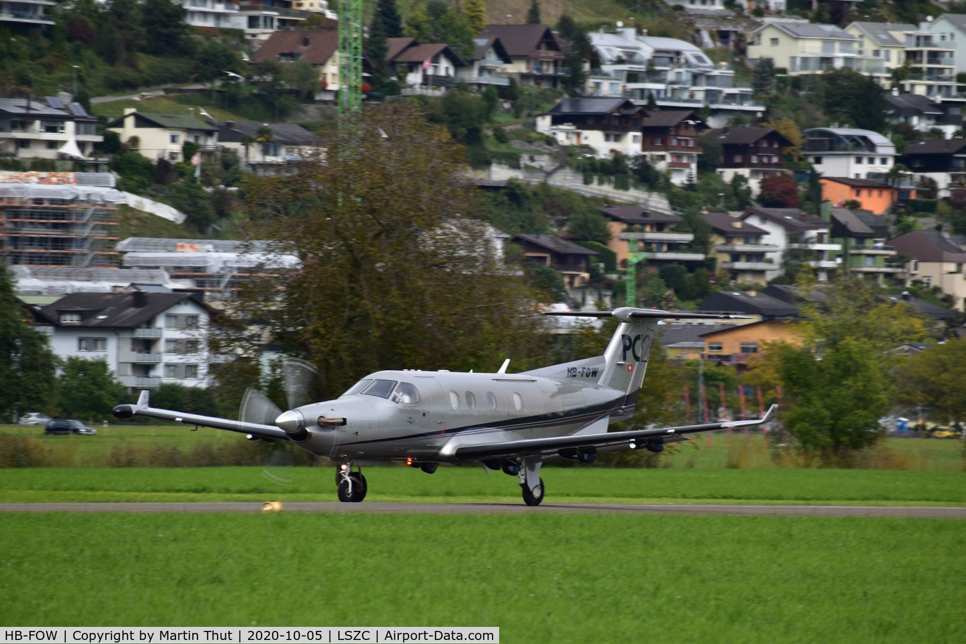 HB-FOW, 2001 Pilatus PC-12/45 C/N 411, HB-FOW takeoff to Lahr Germany