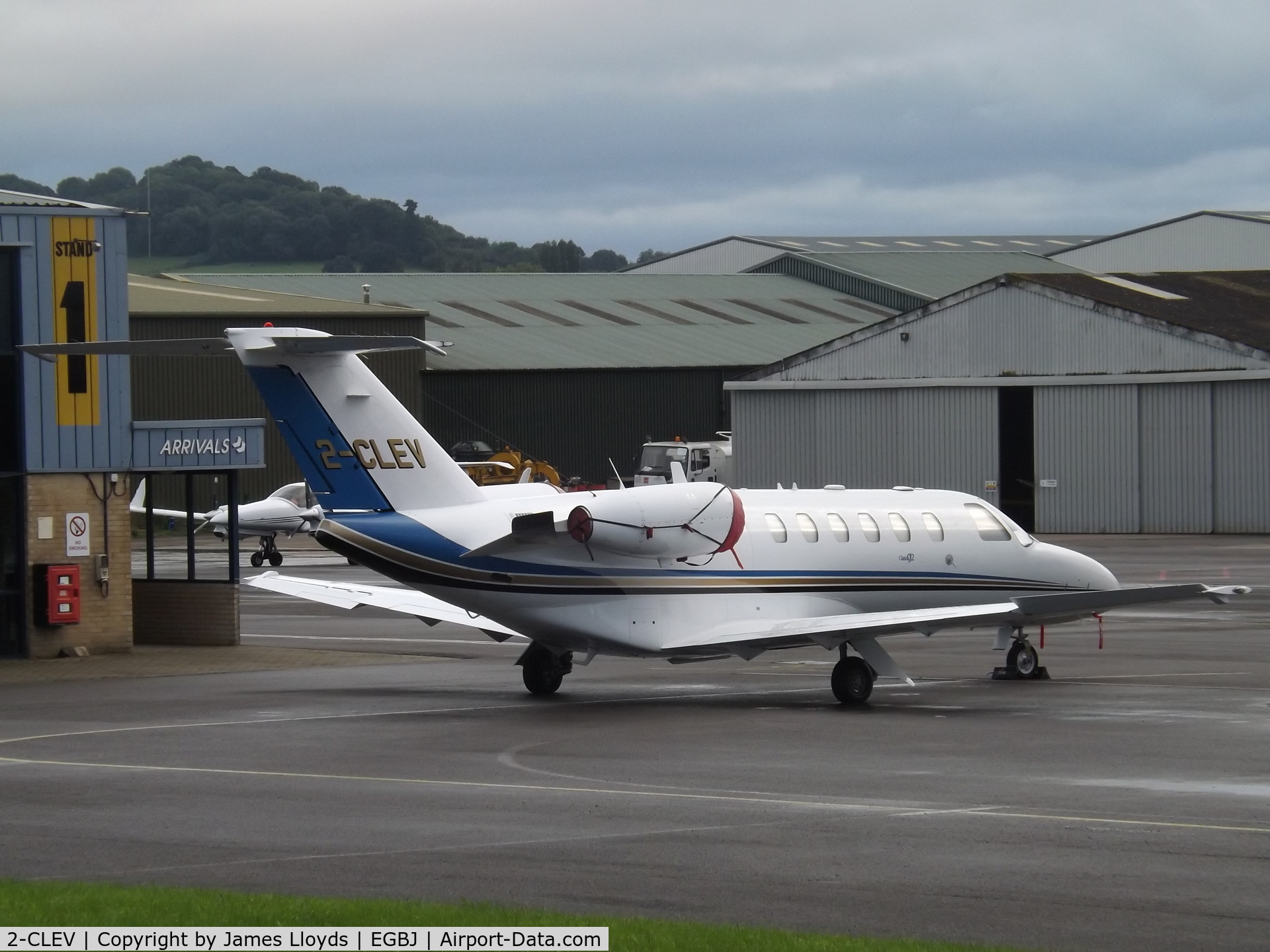 2-CLEV, 2000 Cessna 525A CitationJet CJ2 C/N 525A0003, Parked up at Gloucestershire Airport.