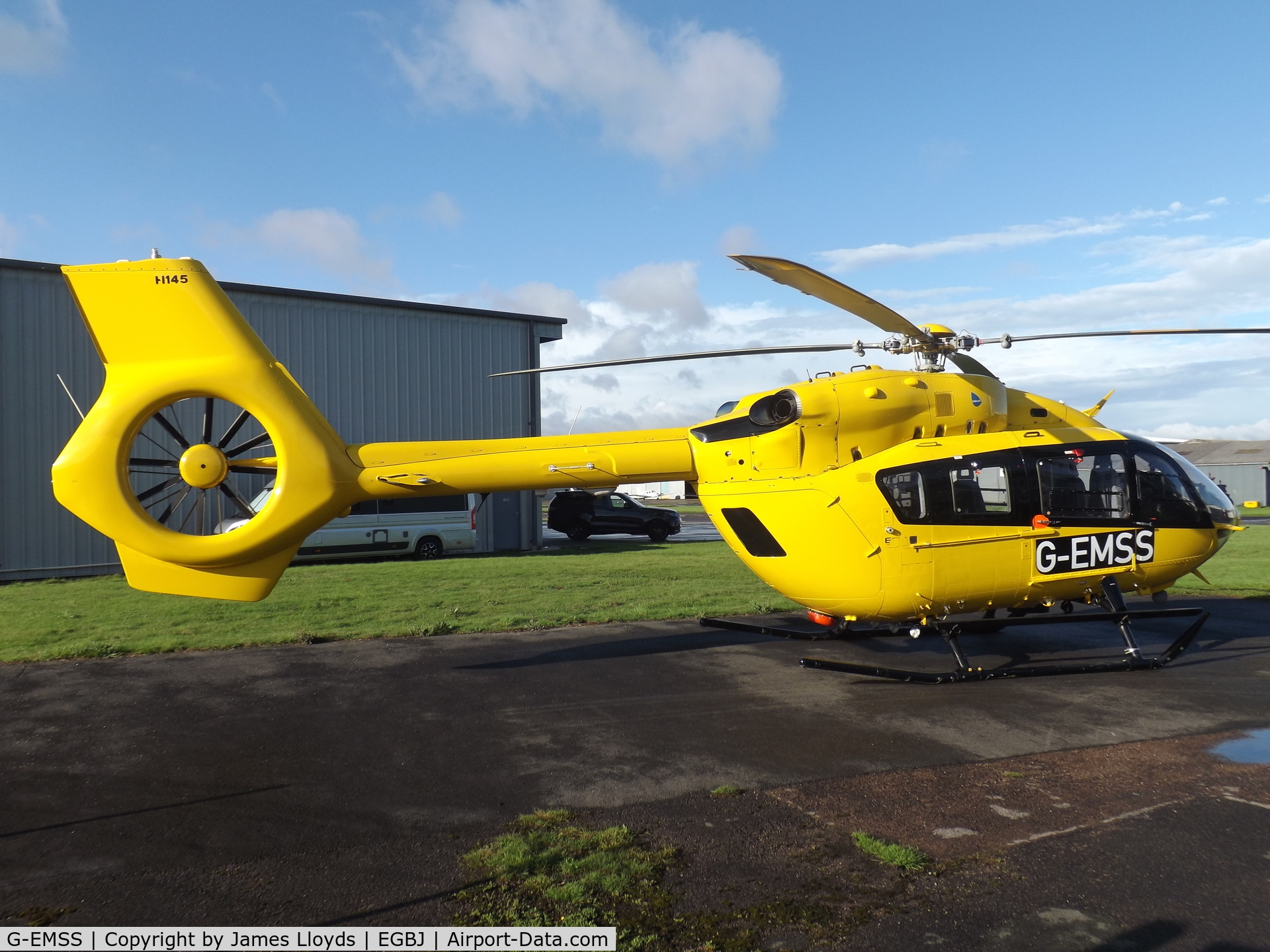 G-EMSS, 2018 Airbus Helicopters EC-145T-2 (BK-117D-2) C/N 20217, Parked up at Gloucestershire Airport.