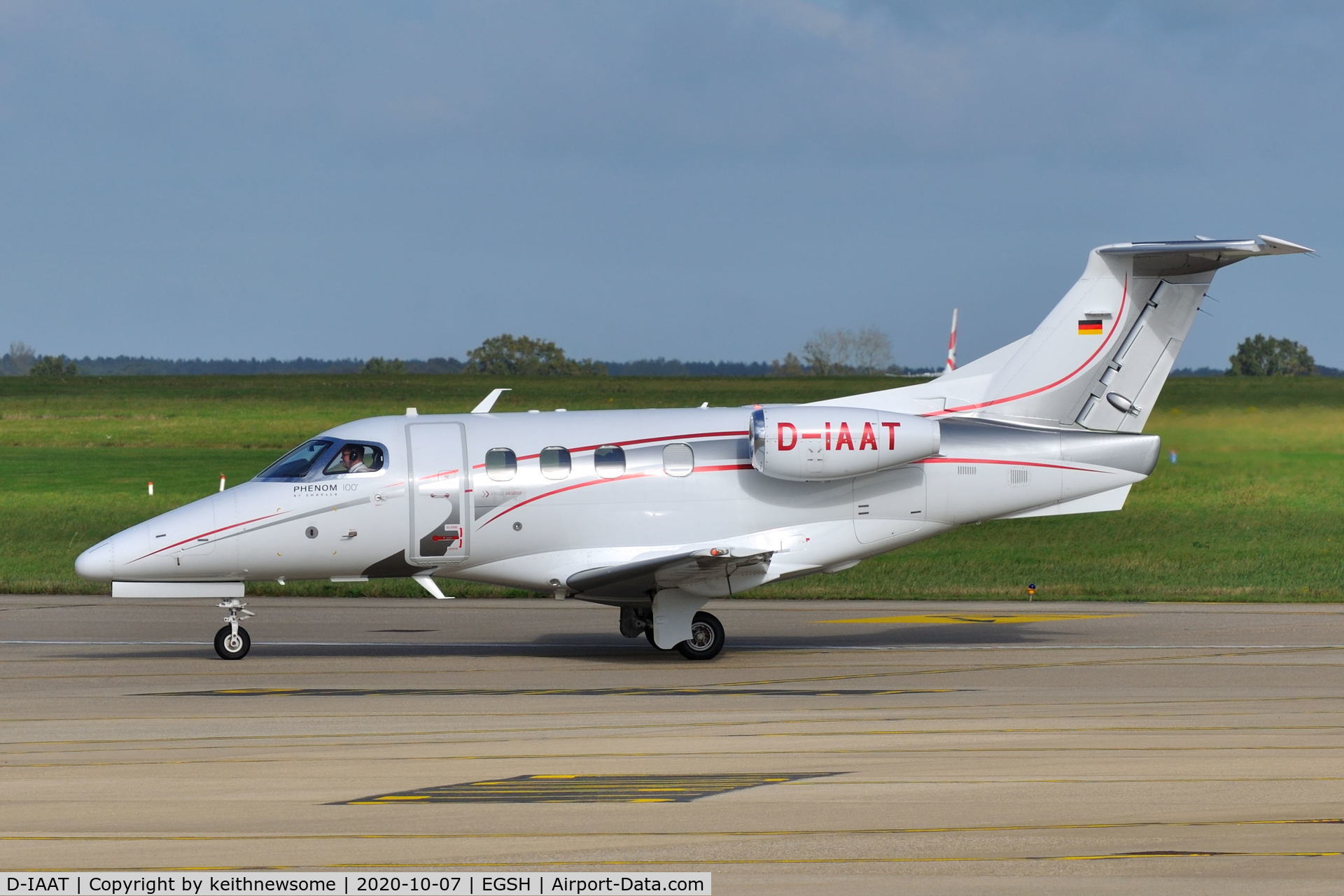 D-IAAT, 2010 Embraer EMB-500 Phenom 100 C/N 50000162, Arriving at Norwich from Paris Le Bourget.