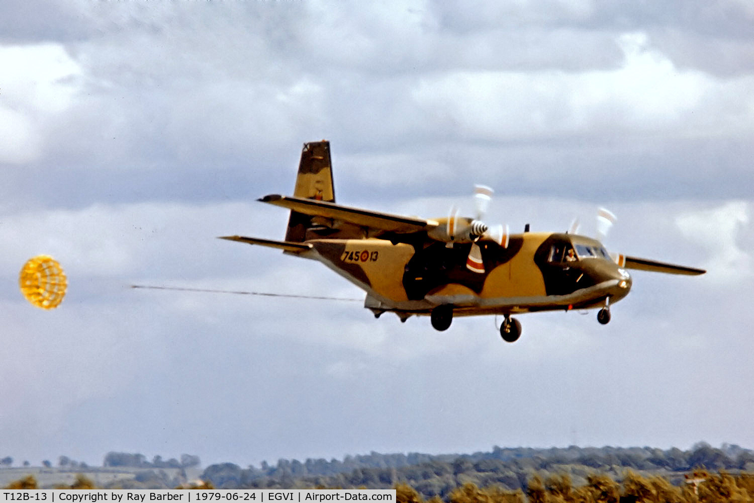T12B-13, CASA C-212-100 Aviocar C/N A1-9-19, T.12B-13   CASA 212-100 Aviocar [19] (Spanish Air Force) RAF Greenham Common~G 24/06/1979