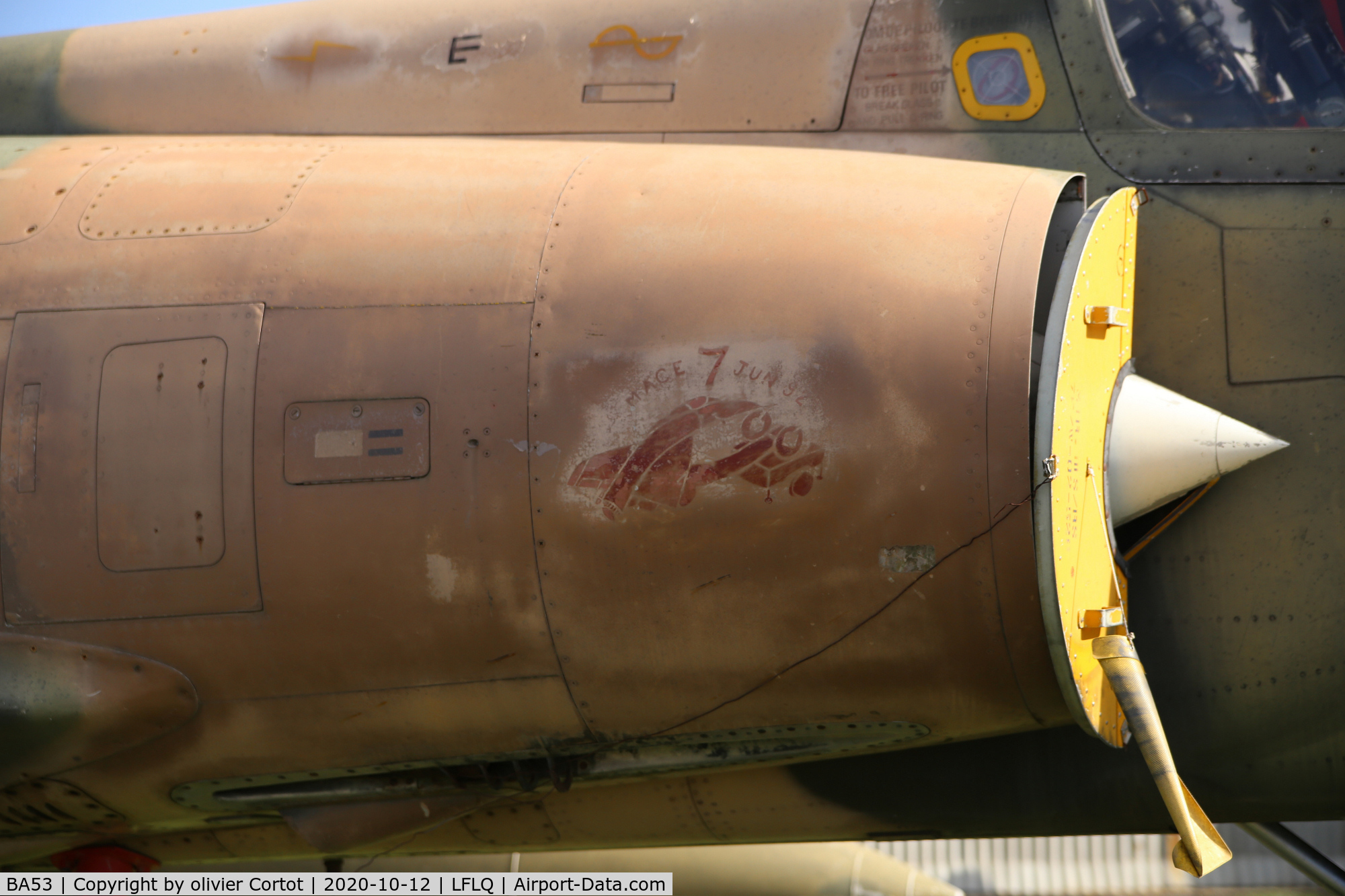 BA53, Dassault Mirage 5BA C/N 53, remains of a special marking