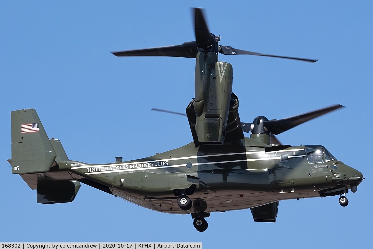 168302, Bell-Boeing MV-22B Osprey C/N D0219, NIGHTHAWK 31 Flight of Four arriving into Phoenix to accompany POTUS to Prescott
