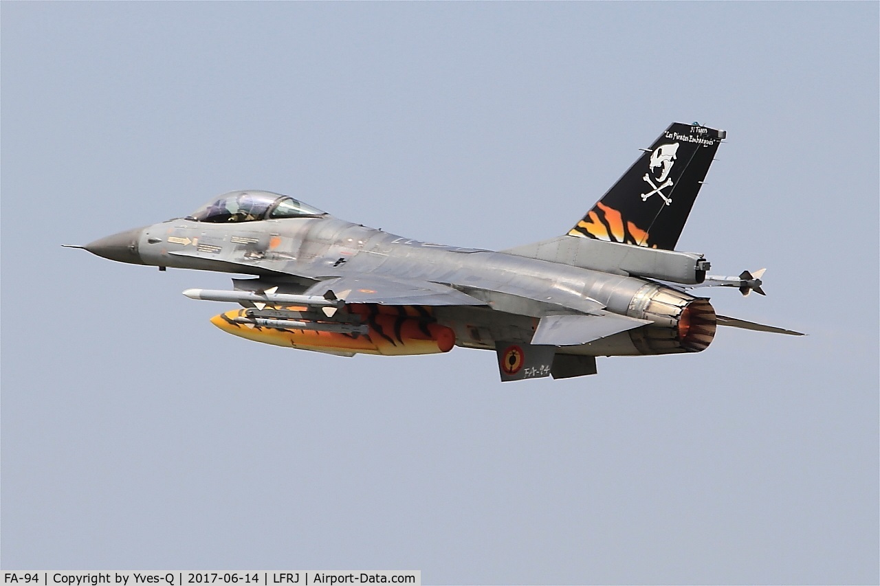 FA-94, SABCA F-16AM Fighting Falcon C/N 6H-94, SABCA F-16AM Fighting Falcon, Climbing from rwy 26, Landivisiau Naval Air Base (LFRJ) Tiger Meet 2017