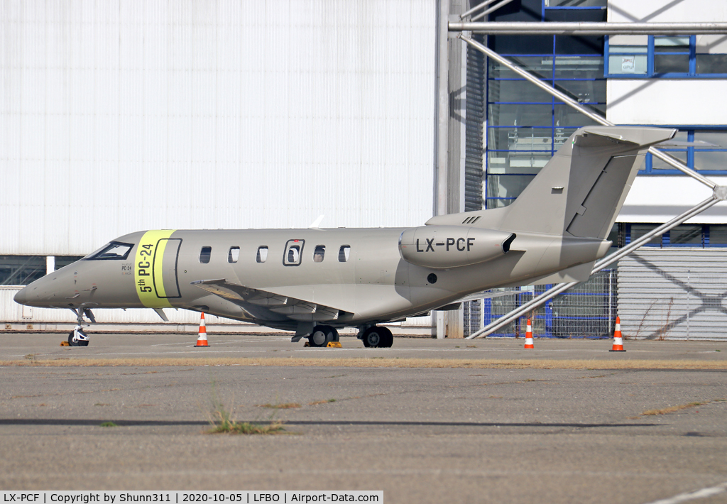 LX-PCF, 2020 Pilatus PC-24 C/N 179, Parked at the General Aviation area... 5th PC-24 titles on door...