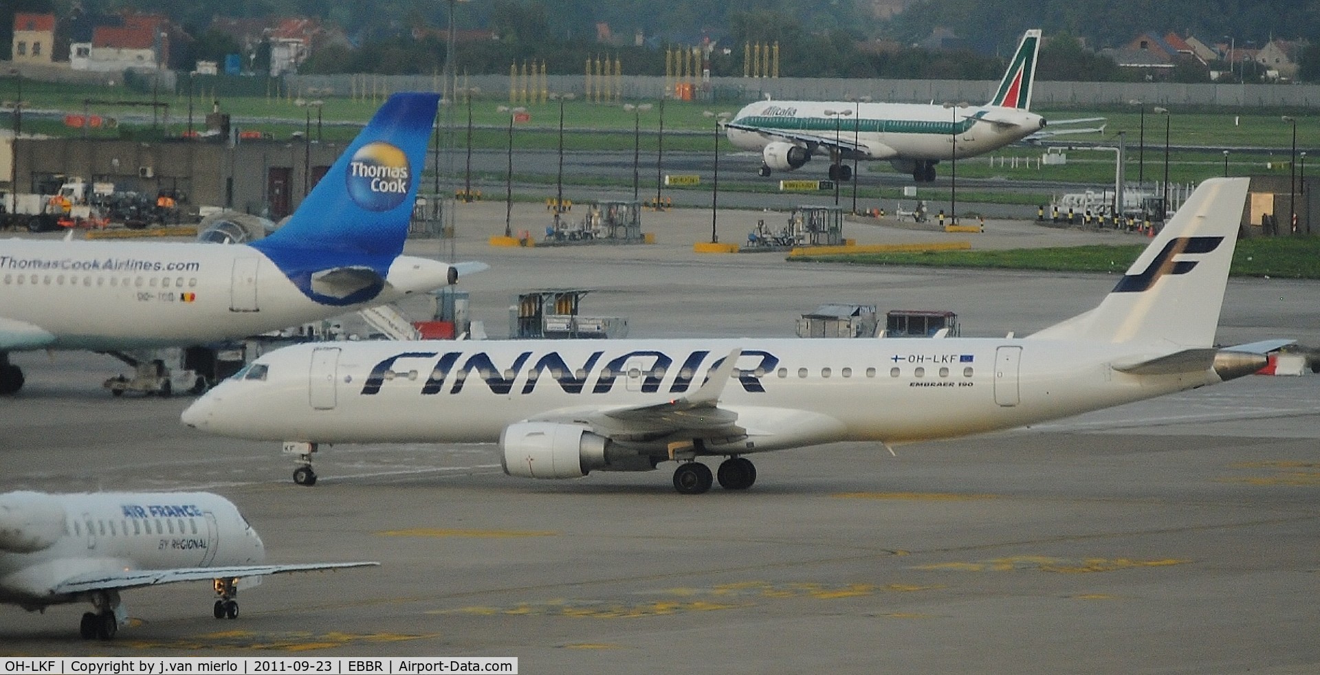 OH-LKF, 2007 Embraer 190LR (ERJ-190-100LR) C/N 19000066, Brussels...pic taken from the reastaurant