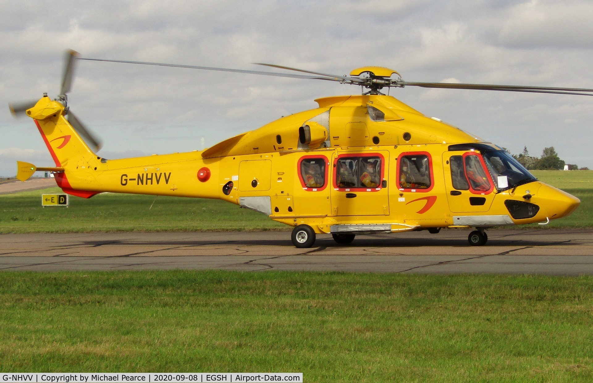 G-NHVV, 2014 Airbus Helicopters EC-175B C/N 5002, Departing to a North Sea gas platform.
