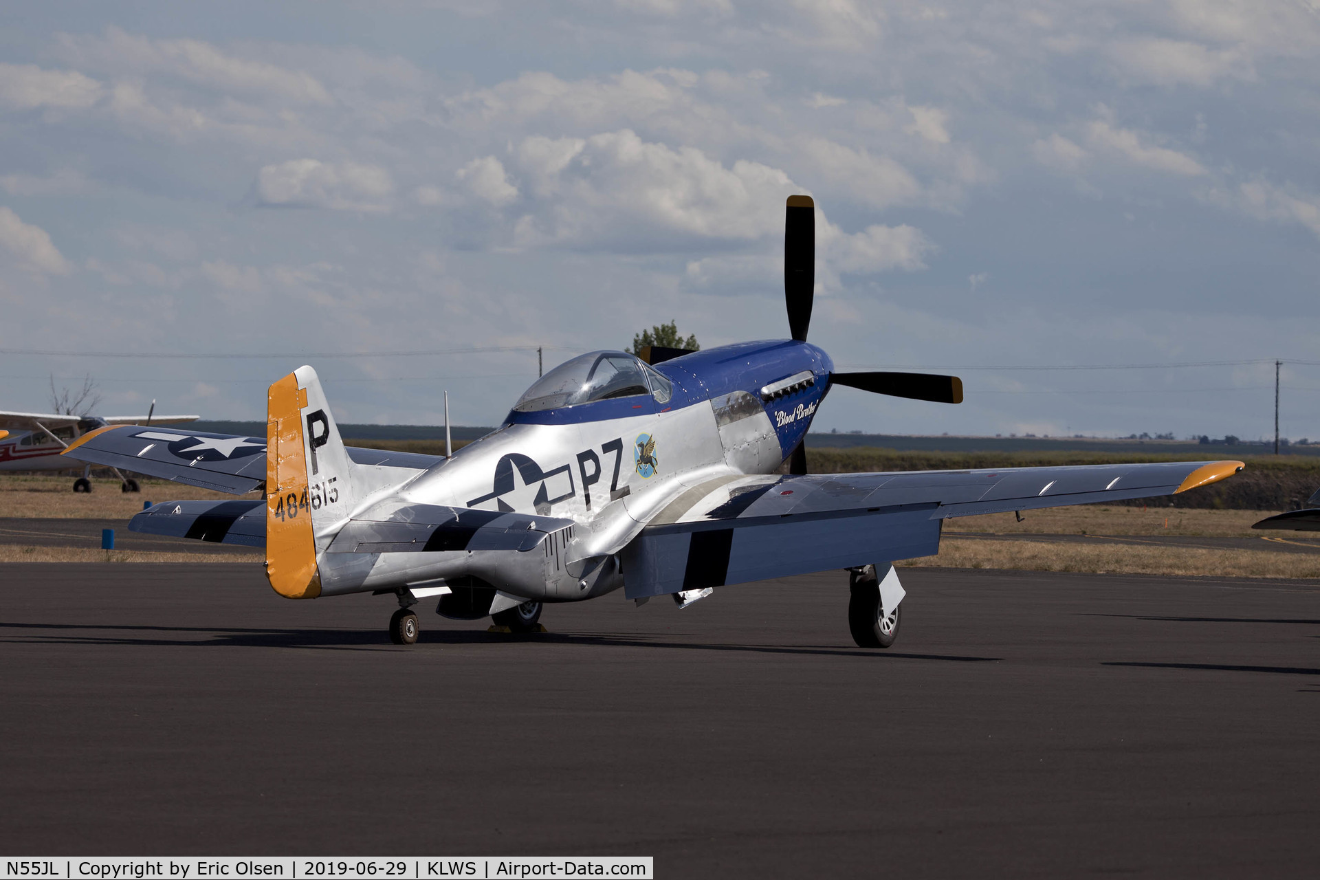 N55JL, 1944 North American F-51D Mustang C/N 124-44471, Blood Brother at the 2019 Radials N' Rivers
