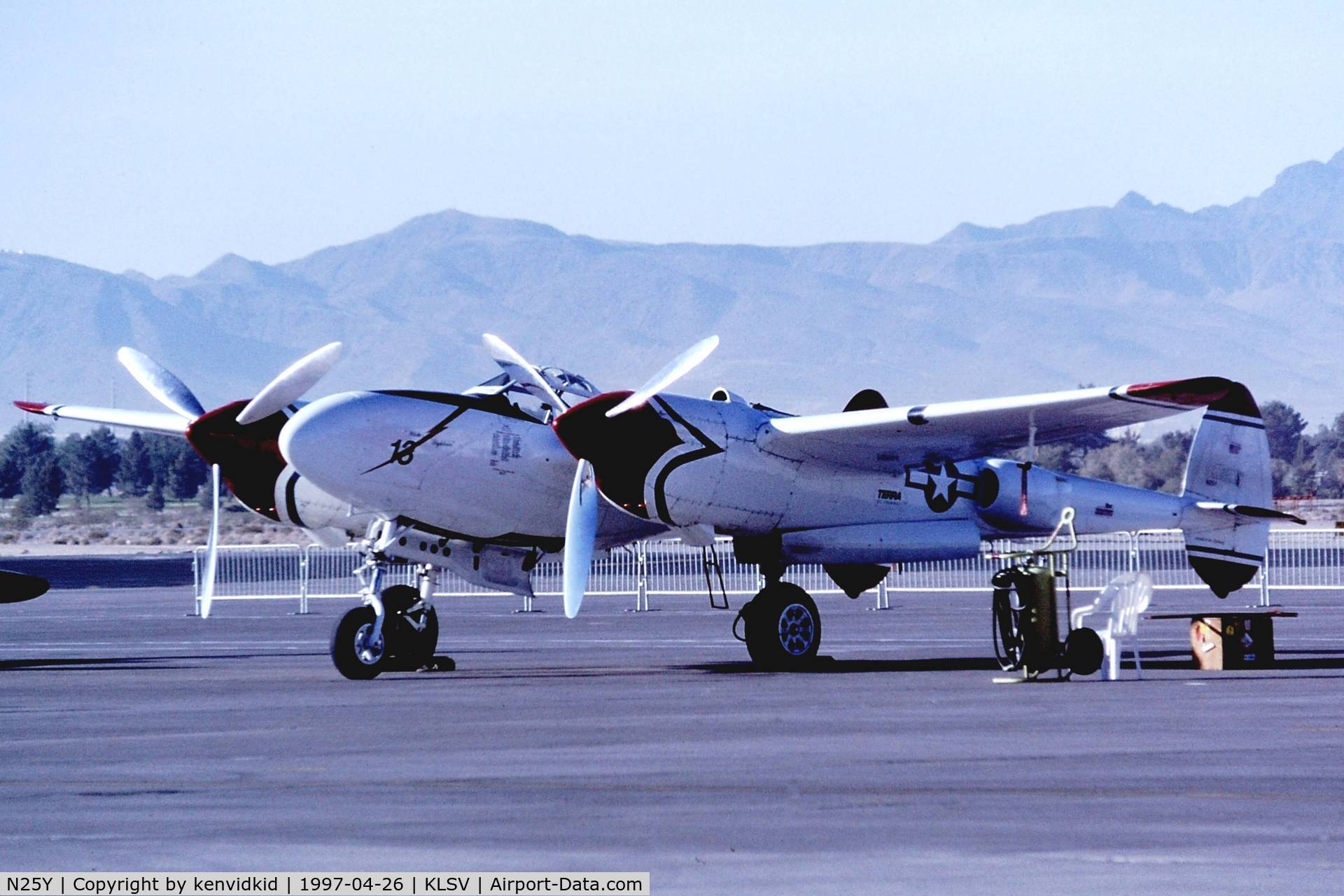 N25Y, 1944 Lockheed P-38L-5LO Lightning C/N AF44-53254, At the 1997 Golden Air Tattoo, Nellis.