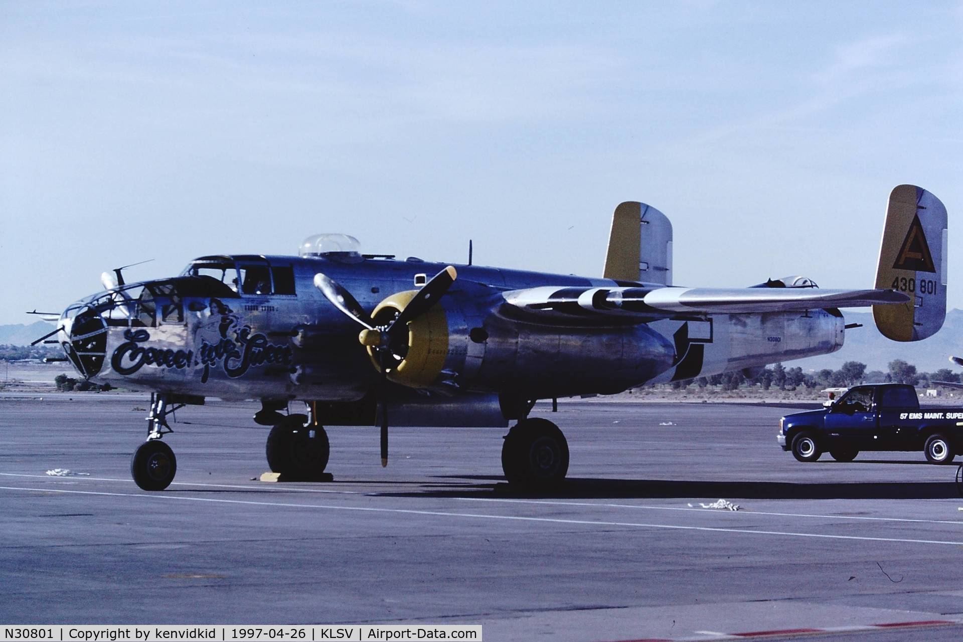 N30801, 1944 North American TB-25N Mitchell C/N 108-34076, At the 1997 Golden Air Tattoo, Nellis.