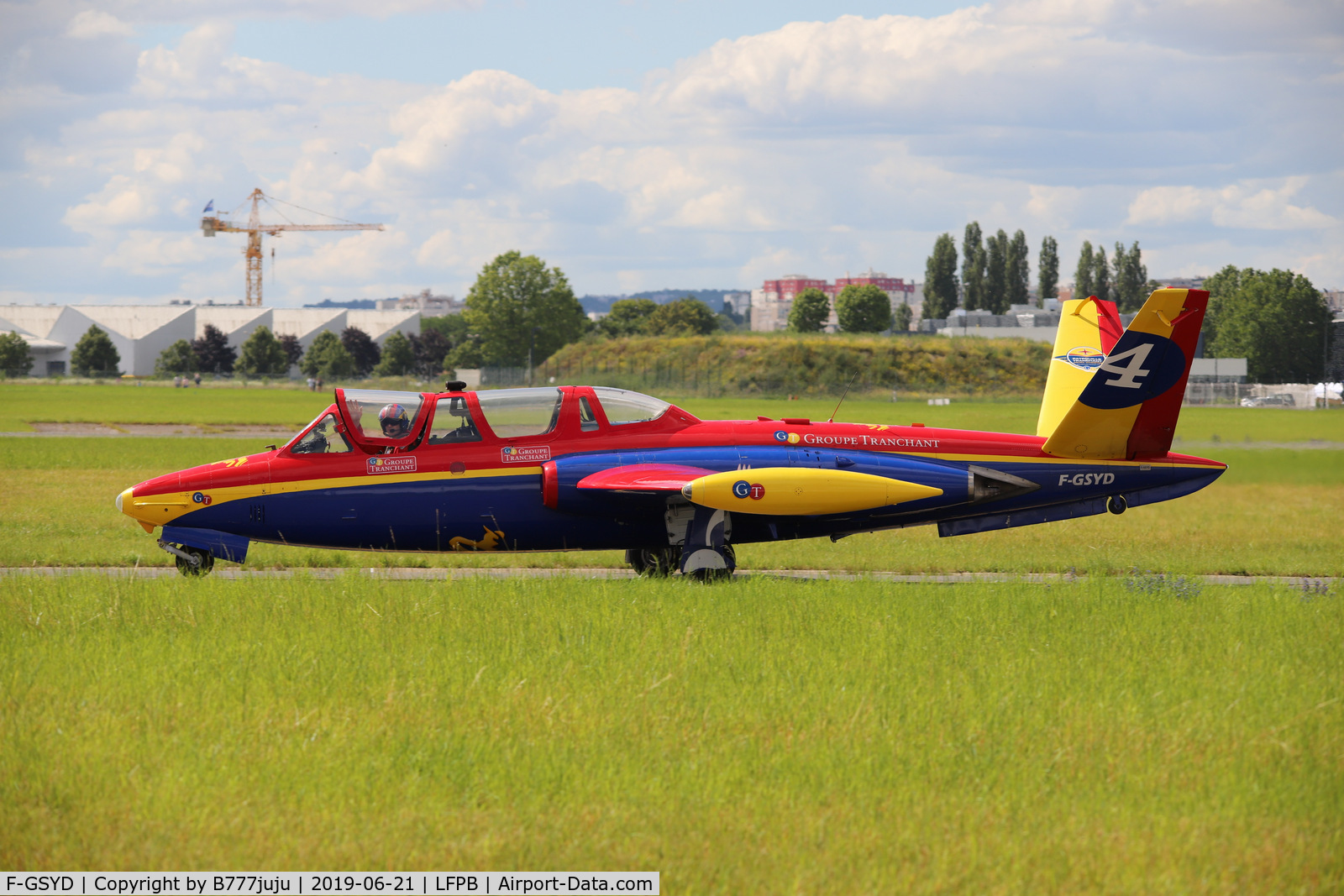 F-GSYD, Fouga CM-170 Magister C/N 455, on display at SIAE 2019