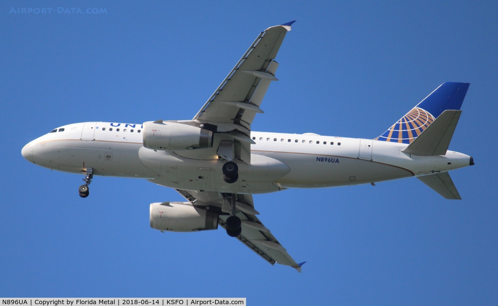 N896UA, 2007 Airbus A319-132 C/N 3144, SFO spotting 2018