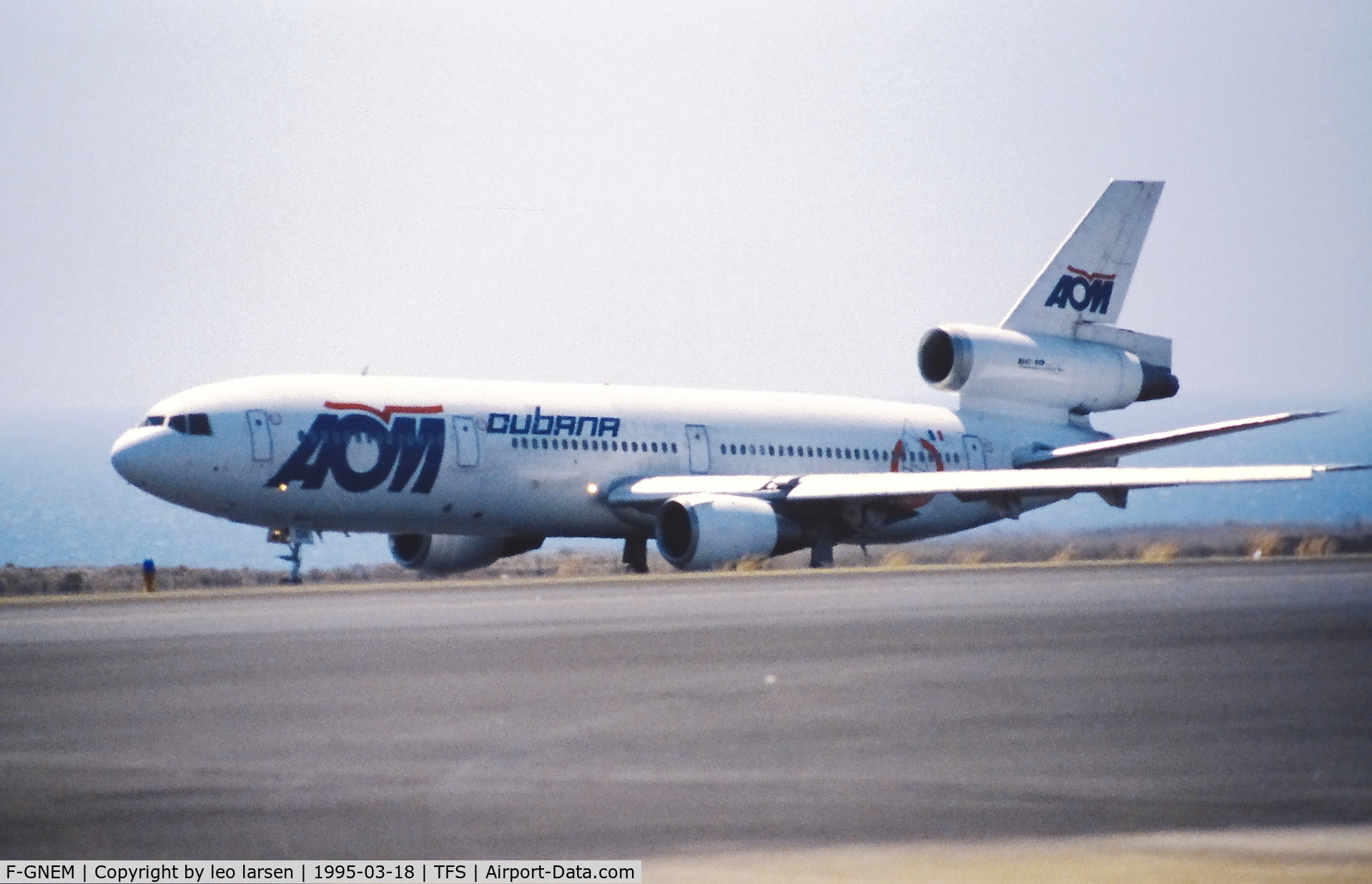 F-GNEM, 1975 McDonnell Douglas DC-10-30 C/N 46892, Tenerife South 18.3.1995 with Cubana title.