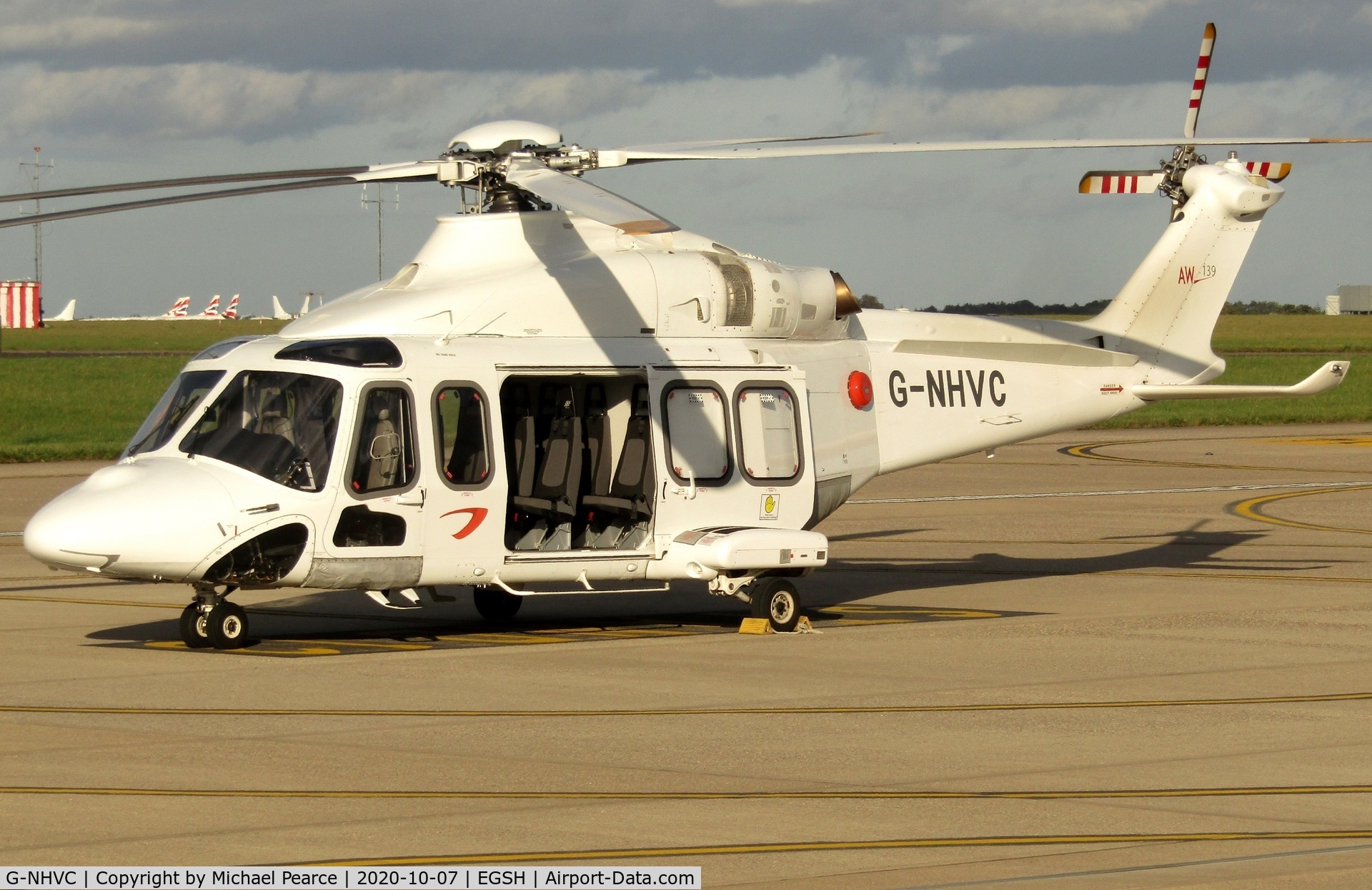 G-NHVC, 2015 AgustaWestland AW-139 C/N 31704, Parked at SaxonAir after completing the day's flights.