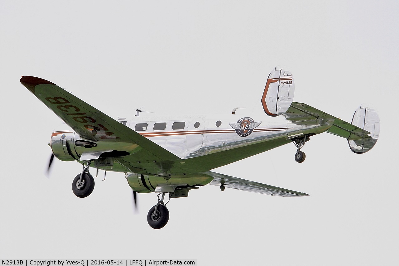 N2913B, 1953 Beech D18S C/N A-963, Beech D18S, On display, La Ferté-Alais airfield (LFFQ) Air show 2016