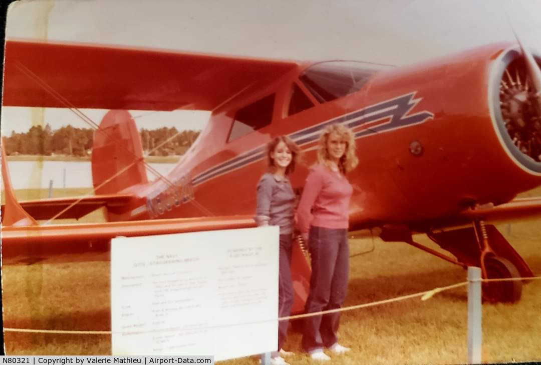 N80321, 1946 Beech G17S C/N B-20, My sister and I with my late father, Raymond Jones  aircraft at an airshow.  Possibly Sun'n'Fun circa 1980