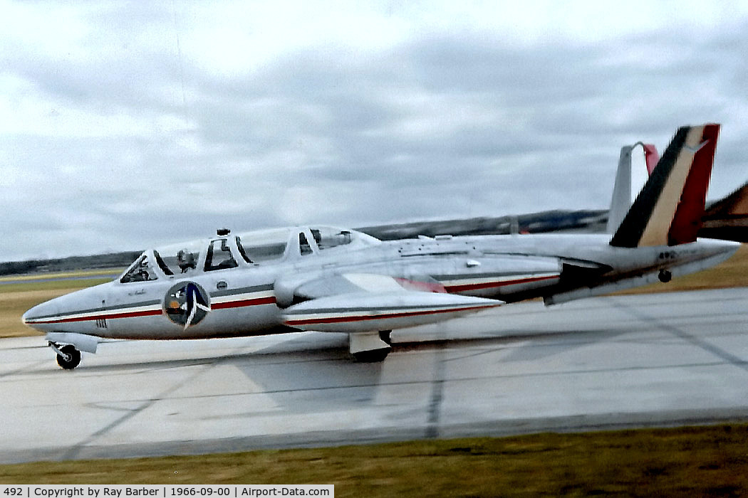 492, 1966 Fouga CM-170 Magister C/N 492, 492   Fouga CM-170 Magister [492] (French Air Force) (Place & Date unknown)~G @ 09/1966