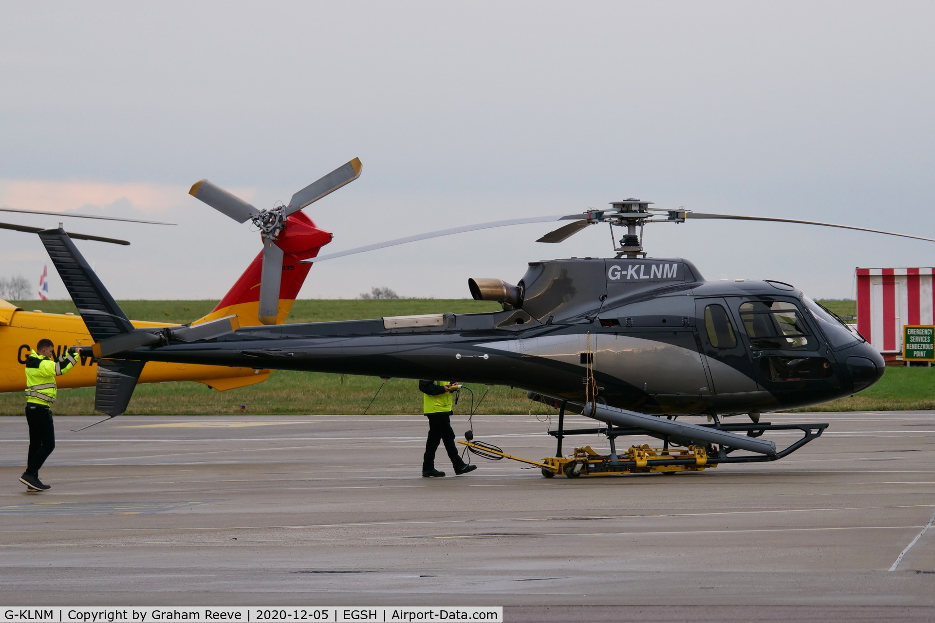 G-KLNM, 2014 Eurocopter AS-350B-3 Ecureuil Ecureuil C/N 7827, Being pulled out of the hangar.