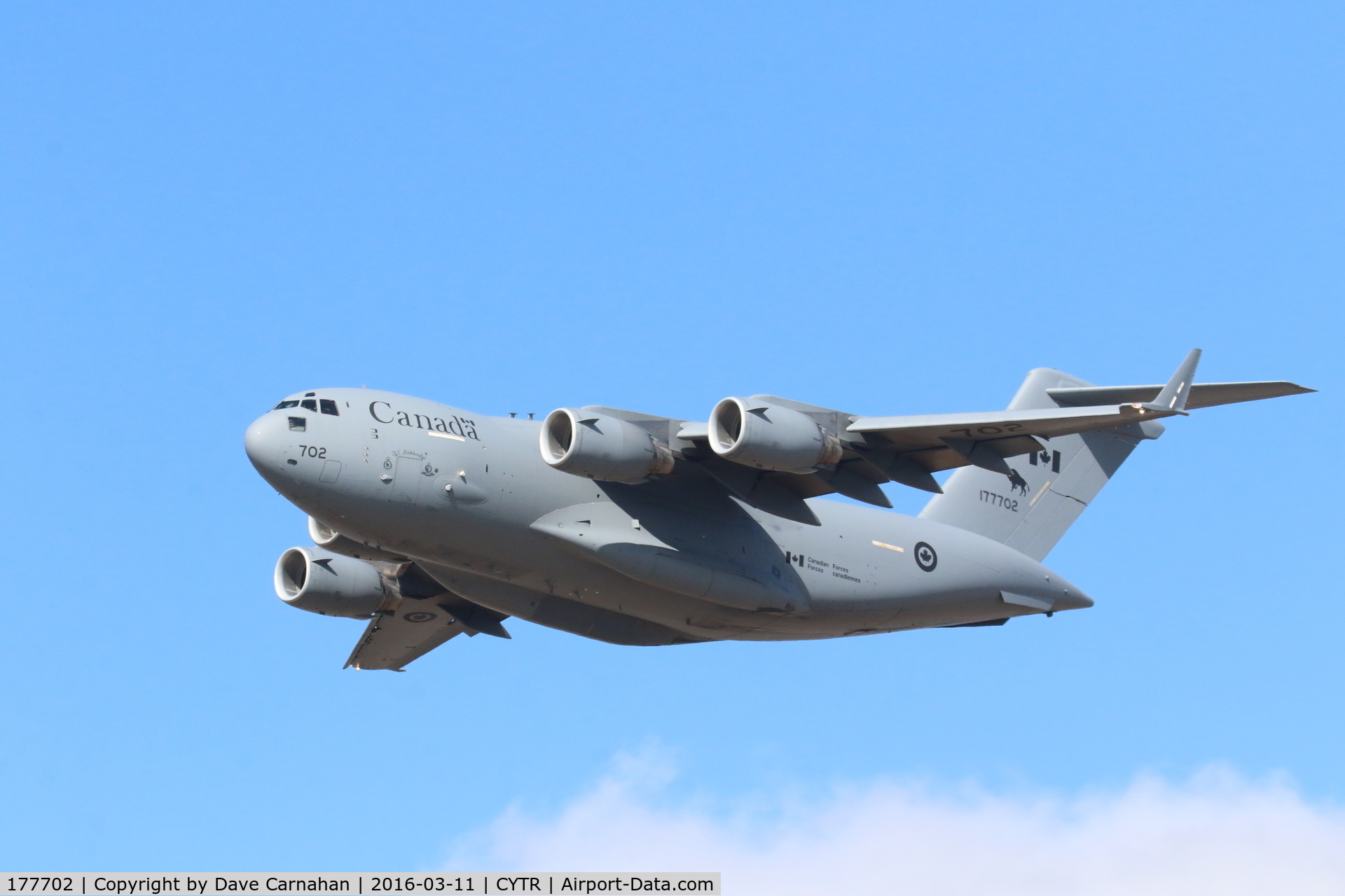 177702, 2007 Boeing CC-177 Globemaster III C/N F-180, Globemaster in flight over Trenton, Ontario, Canada