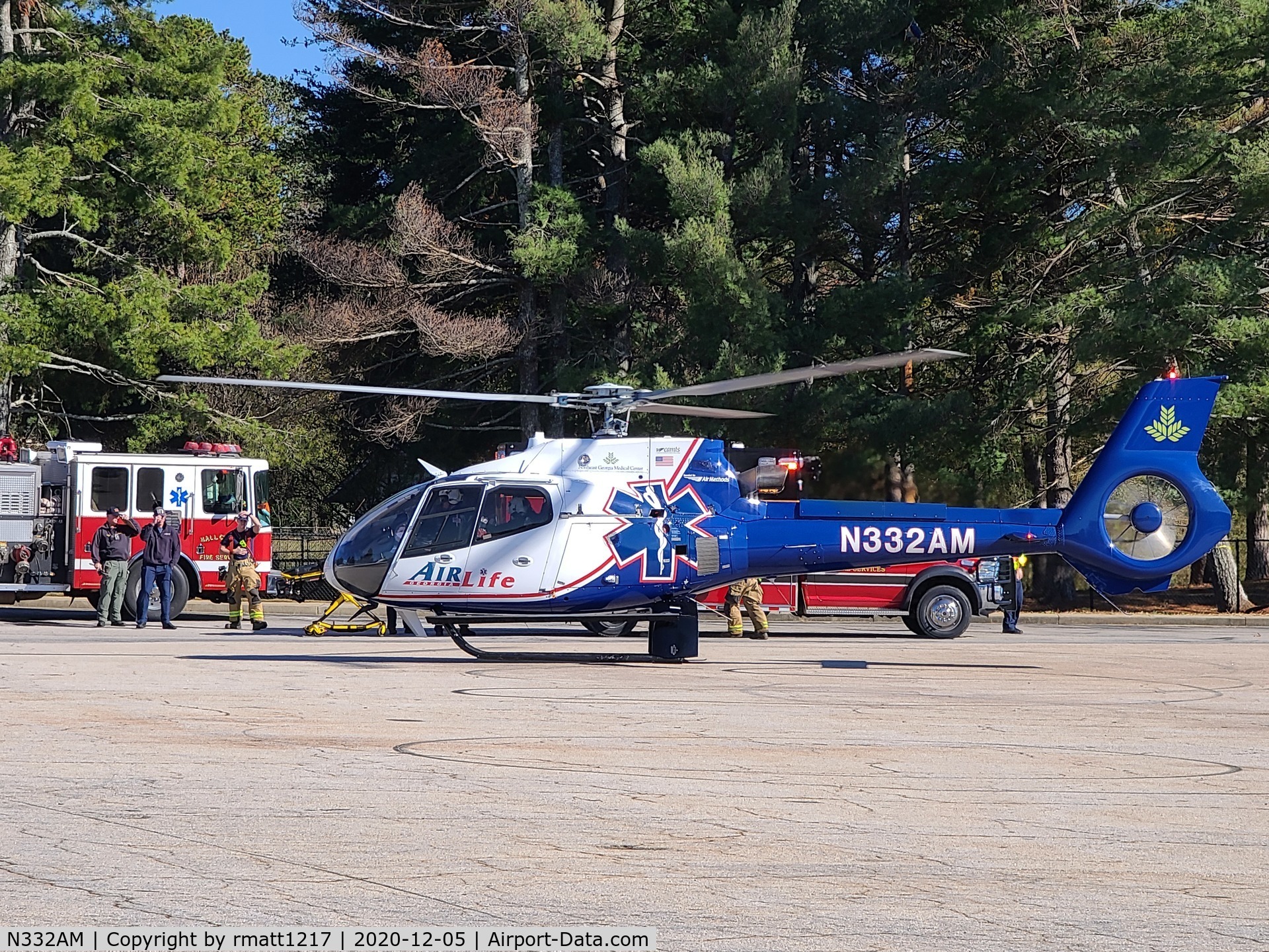 N332AM, Eurocopter EC-130B-4 (AS-350B-4) C/N 4658, On scene near Gainesville, GA.
