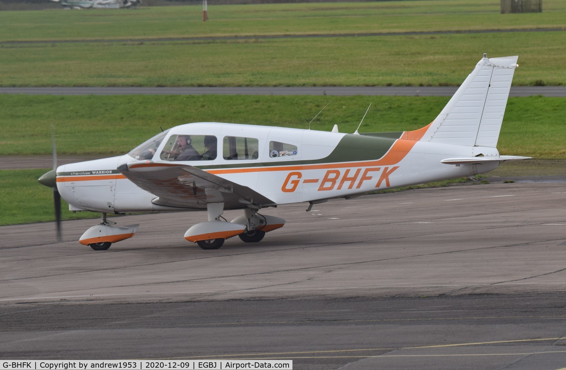 G-BHFK, 1976 Piper PA-28-151 Cherokee Warrior C/N 28-7615088, G-BHFK at Gloucestershire Airport.