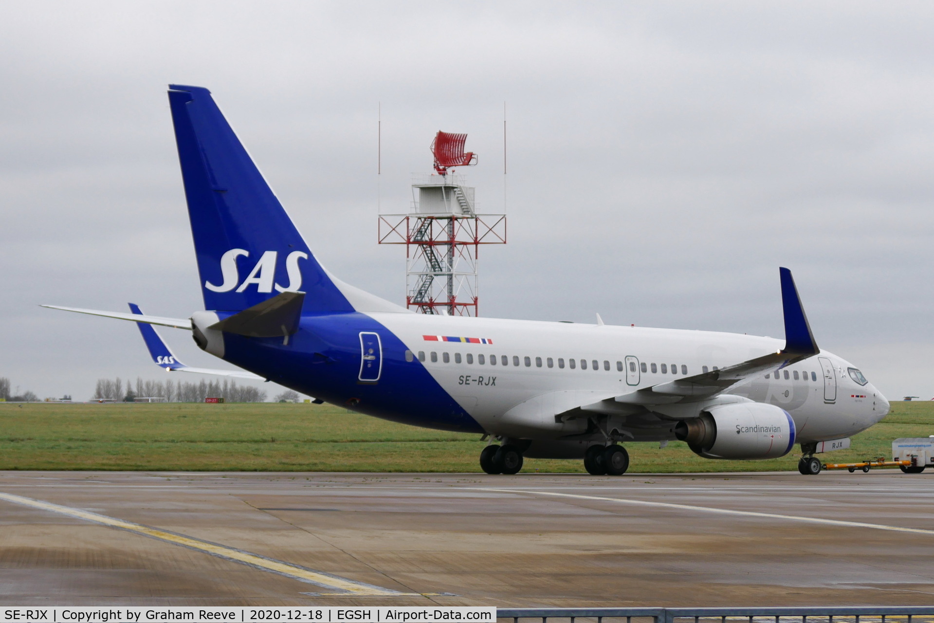 SE-RJX, 2007 Boeing 737-76N C/N 34754, Under tow at Norwich.