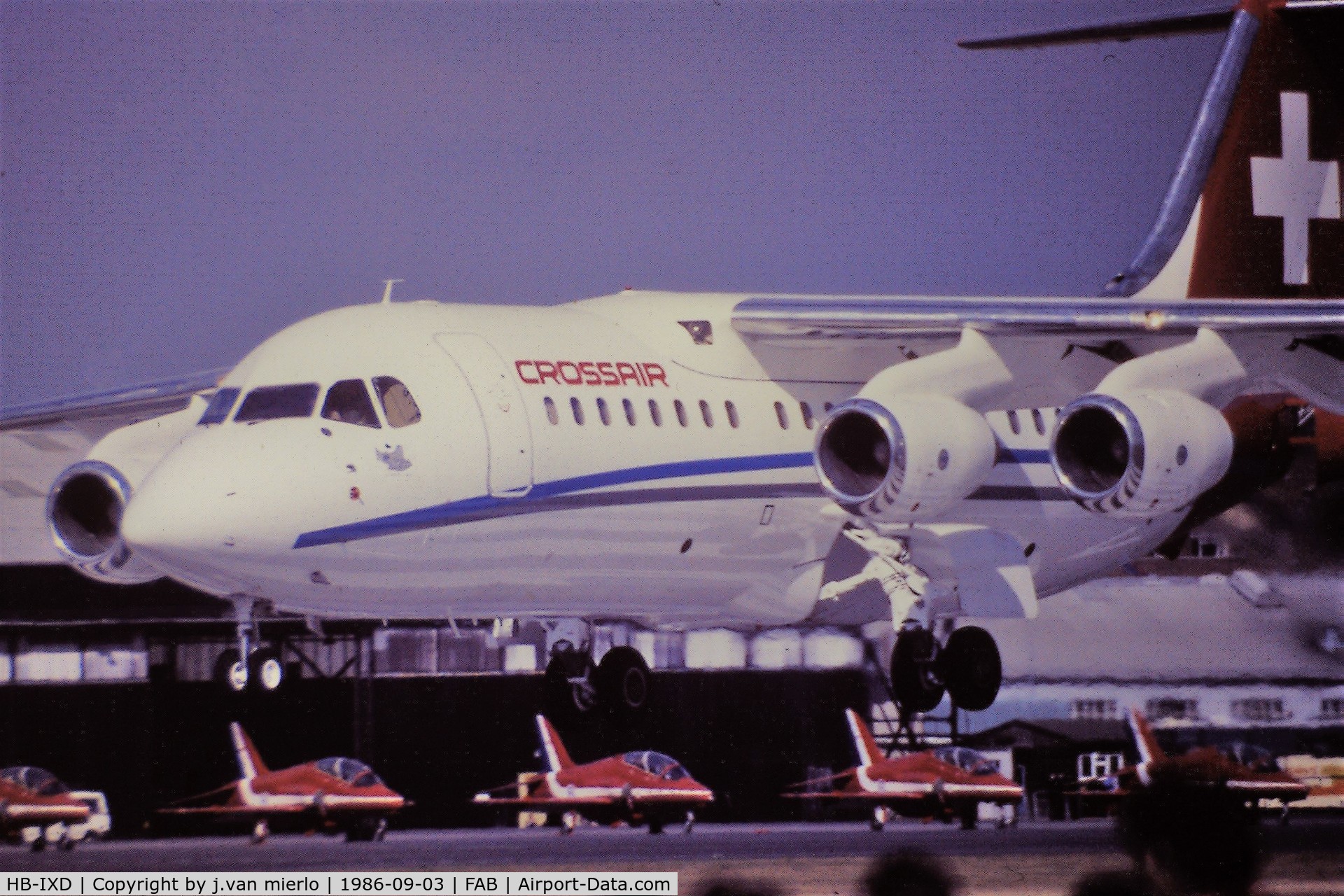 HB-IXD, 1987 British Aerospace BAe.146-200A C/N E2073, scan from slide