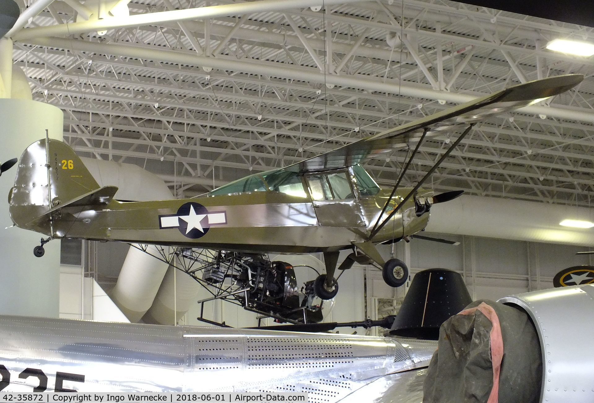 42-35872, 1942 Taylorcraft L-2A Grasshopper C/N 4333, Taylorcraft L-2A 'Grasshopper' at the US Army Aviation Museum, Ft. Rucker