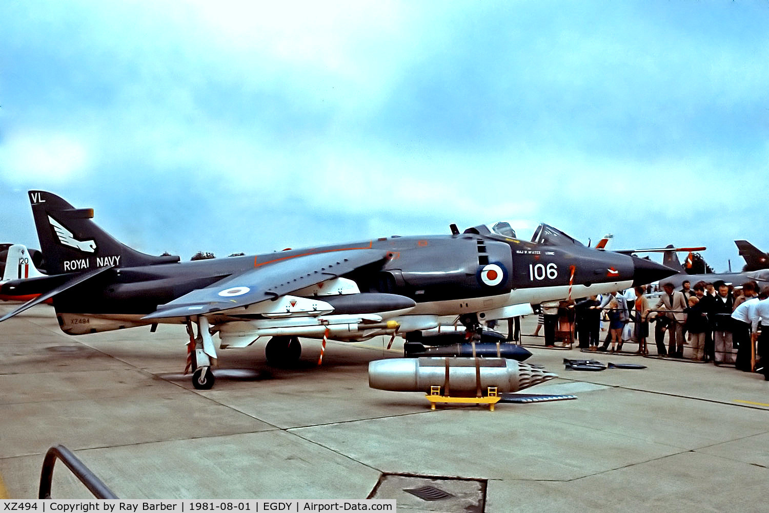 XZ494, 1980 British Aerospace Sea Harrier FRS.1 C/N 41H-912018, XZ494   BAe Sea Harrier FRS.1 [41H/912018] (Royal Navy) RNAS Yeovilton~G 01/08/1981