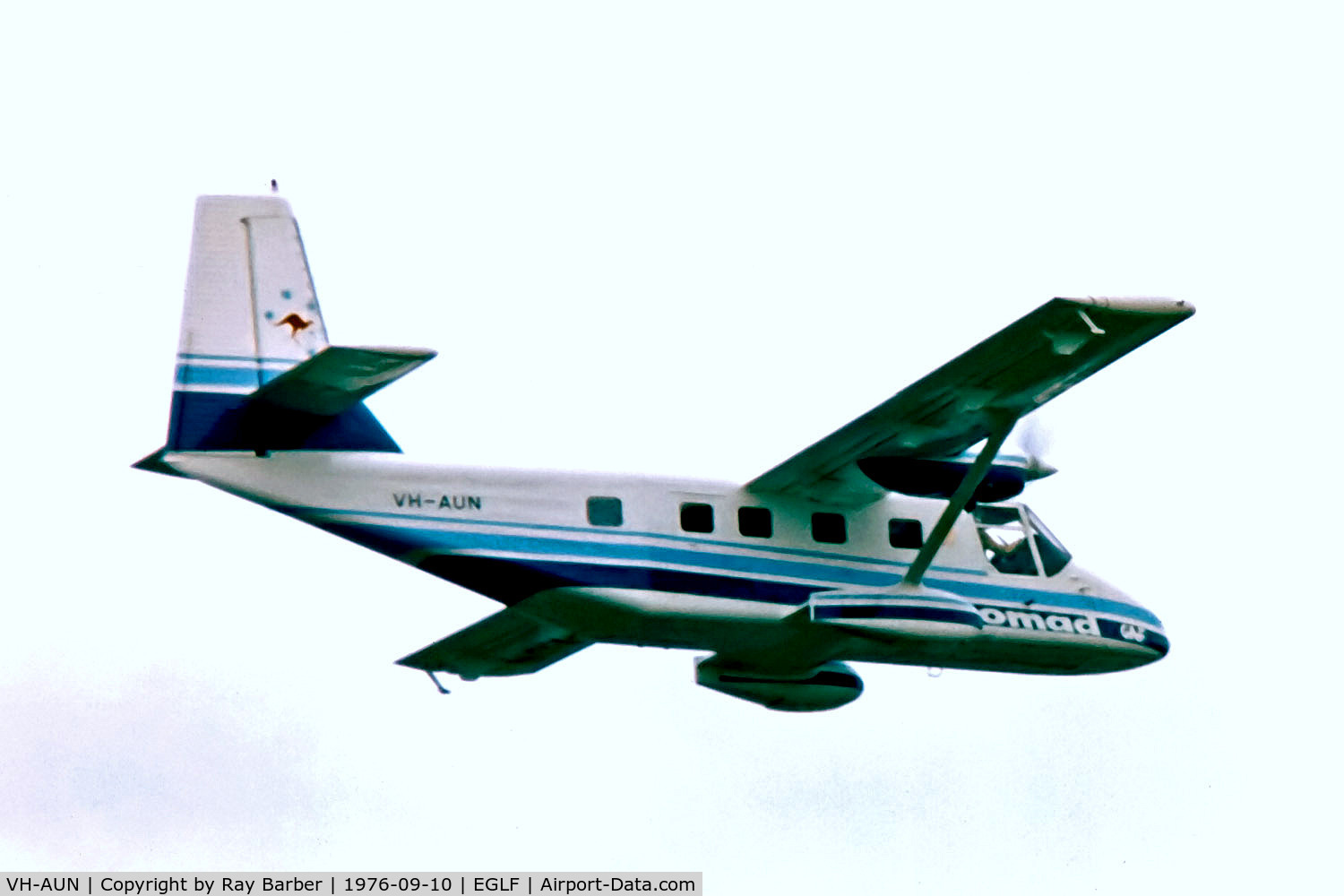 VH-AUN, 1976 GAF N22B Nomad C/N N22B-026, VH-AUN   GAF Nomad N22B [26] (Government Aircraft Factories) Farnborough~G 10/09/1976