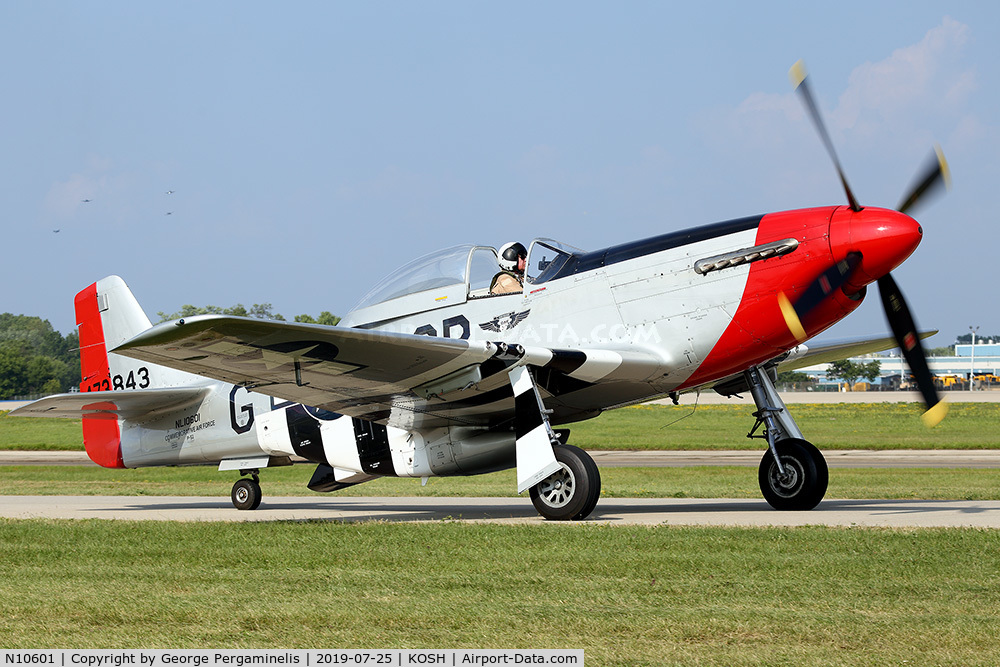 N10601, 1944 North American P-51D Mustang C/N 122-40383, Oshkosh 2019.