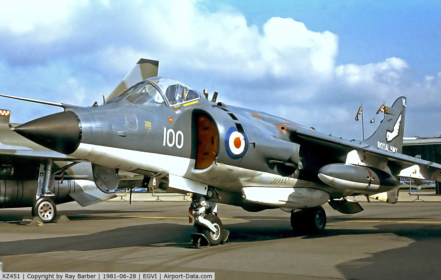 XZ451, 1979 British Aerospace Sea Harrier FRS.1 C/N 41H-912005, XZ451   BAe Sea Harrier FRS.1 [41H-912005] (Royal Navy) RAF Greenham Common~G 28/06/1981