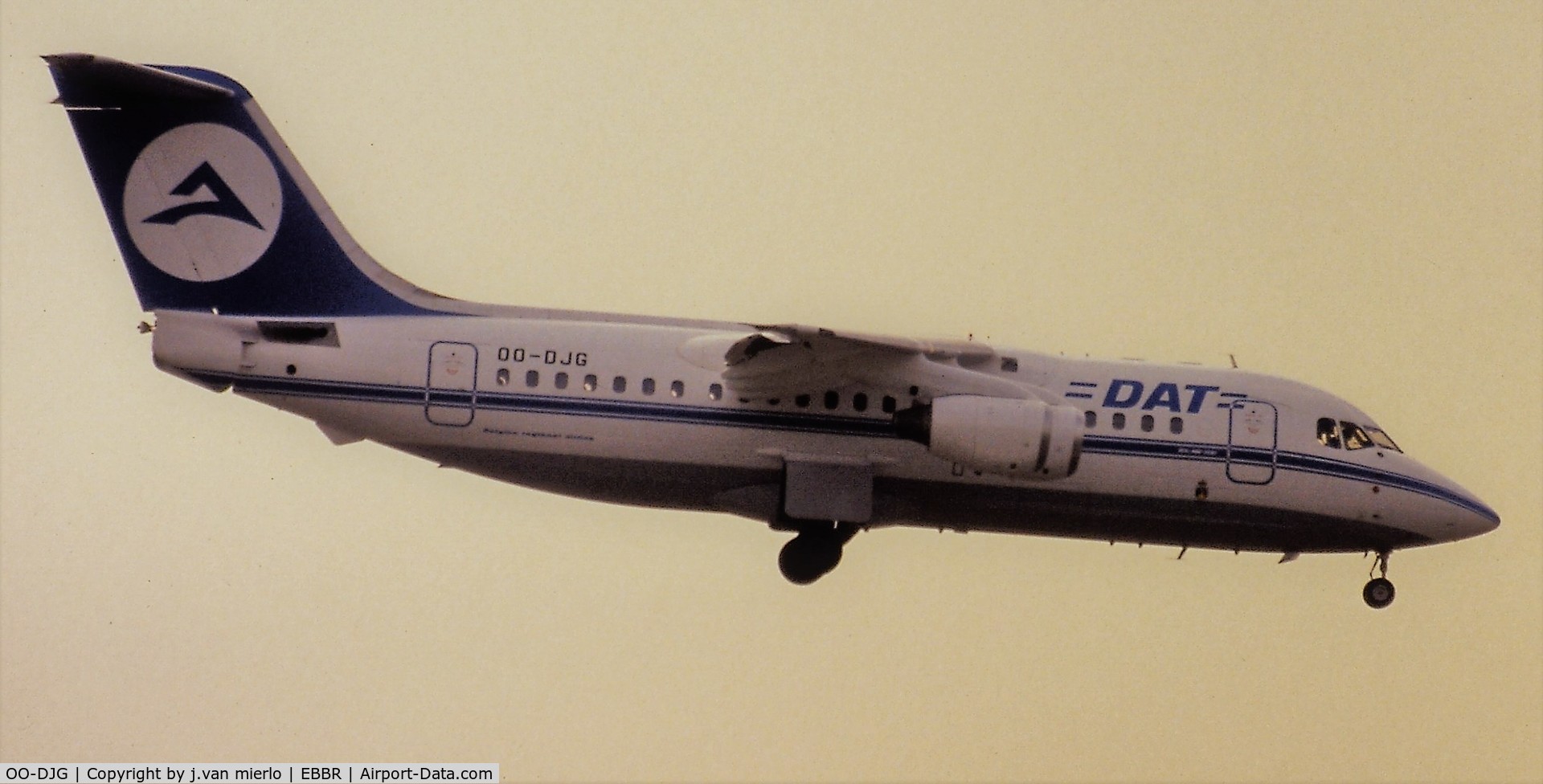 OO-DJG, 1990 British Aerospace BAe.146-200 C/N E2180, Scan from slide