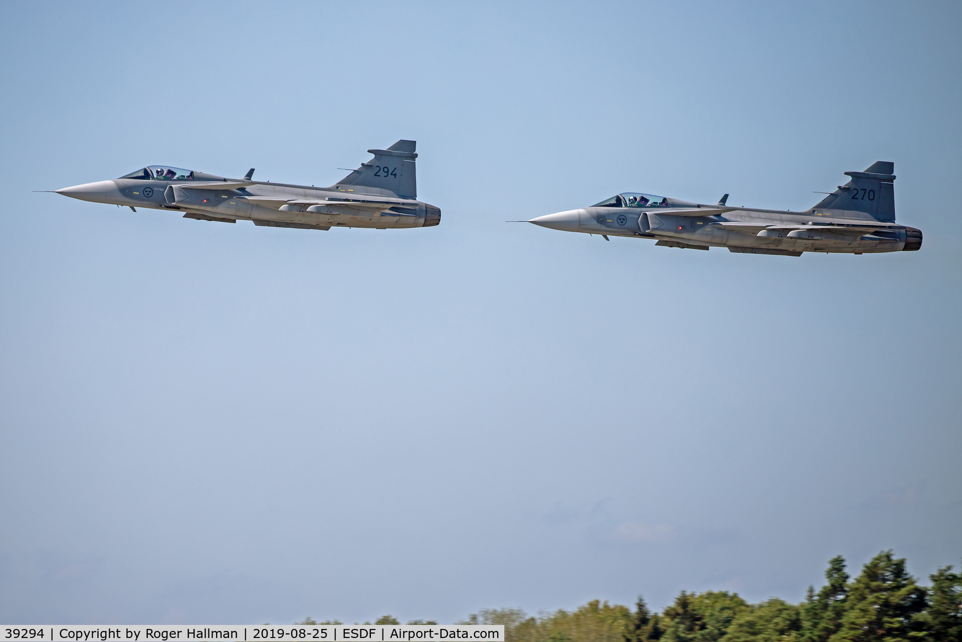 39294, 2015 Saab JAS-39C Gripen C/N 39294, A pair of Gripen take at Kalling Air Base, Ronneby.