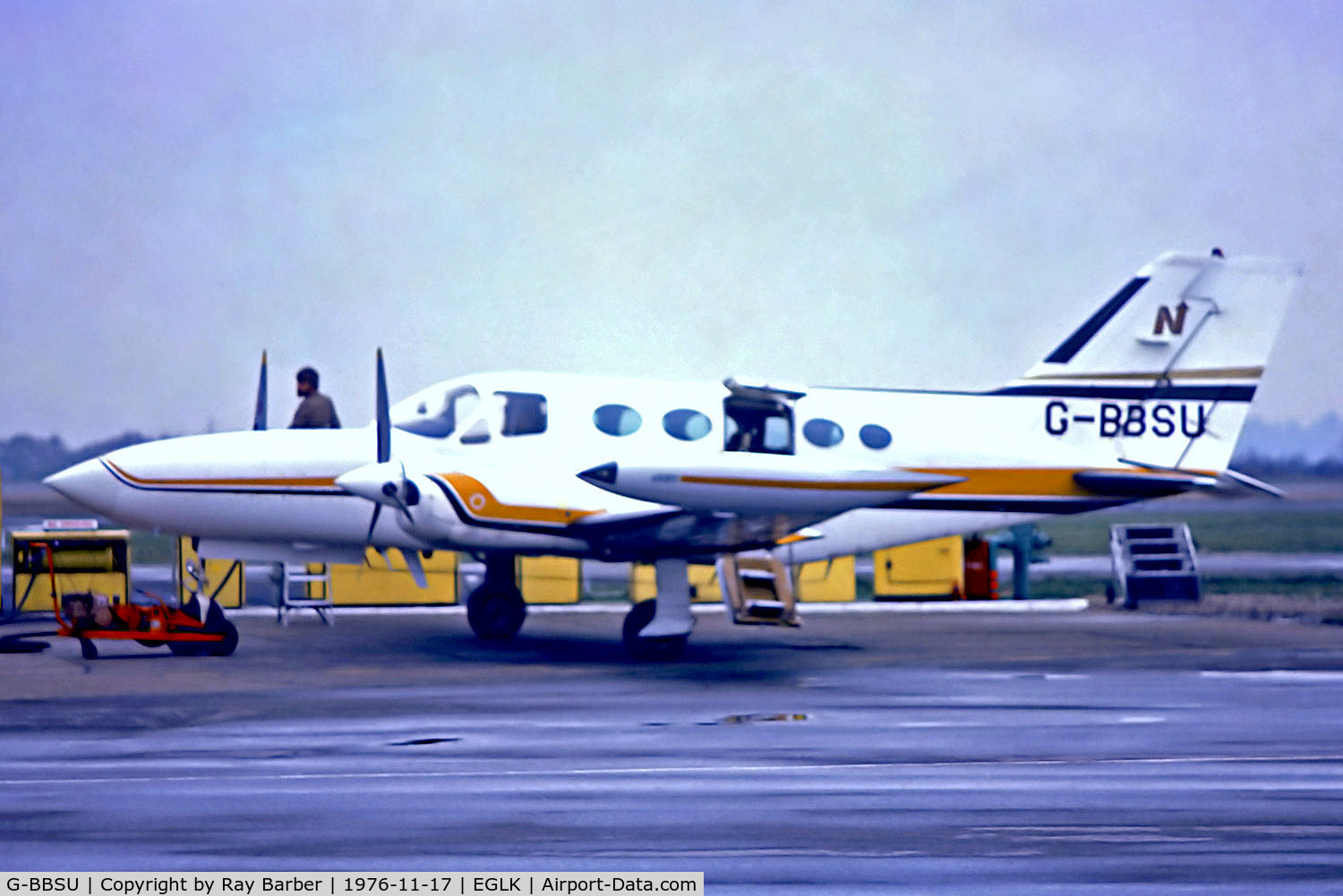G-BBSU, 1974 Cessna 421B Golden Eagle C/N 421B-0605, G-BBSU   Cessna 421B Golden Eagle [421B-0605] (Norcross Transport) Blackbushe~G 17/11/1976