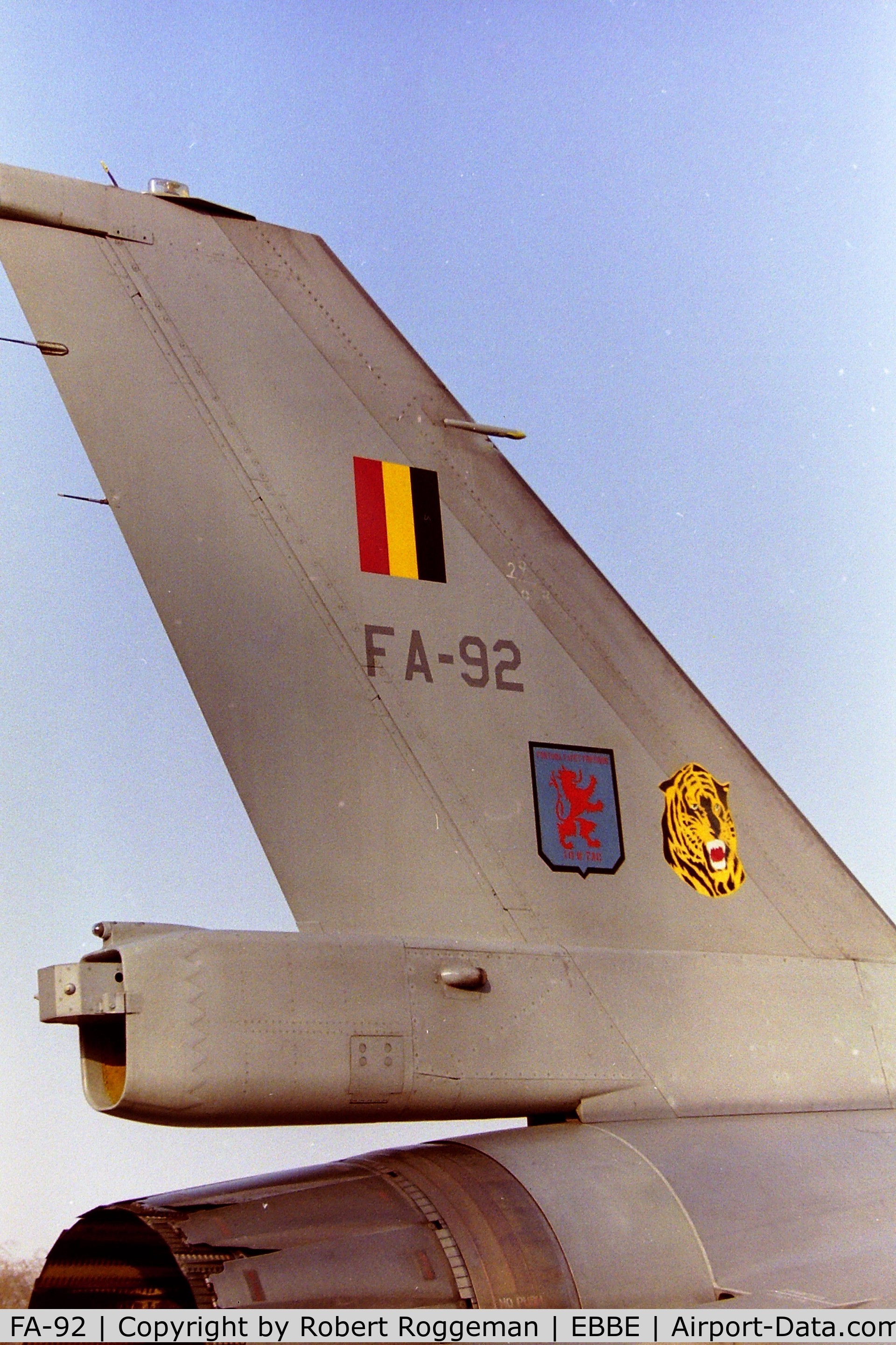 FA-92, 1980 SABCA F-16AM Fighting Falcon C/N 6H-92, 1996-02.F-16A.SPOTTERSDAY.