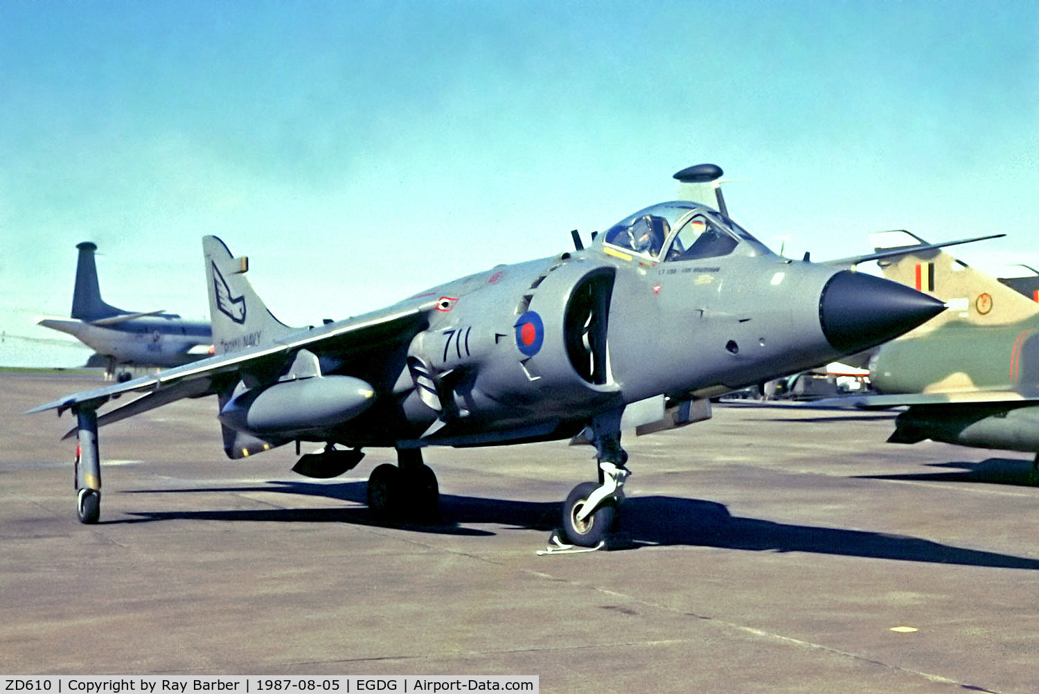 ZD610, 1985 British Aerospace Sea Harrier FRS.1 C/N 41H-912049/B43/P27, ZD610   British Aerospace Sea Harrier FRS.1 [P27] (Royal Navy) RAF St Mawgan / Newquay~G 05/08/1987