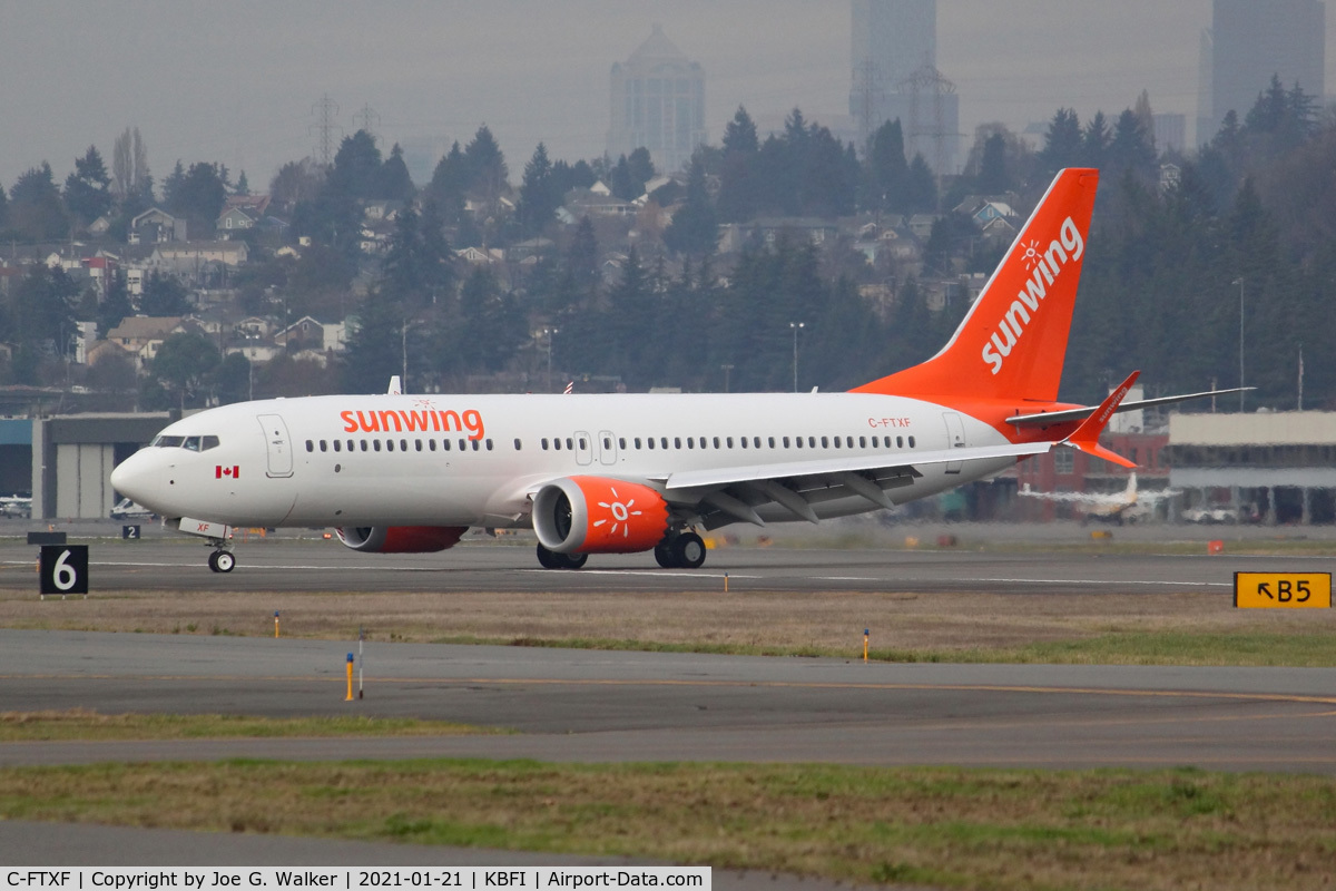 C-FTXF, 2019 Boeing 737-8 MAX C/N 43303, New 737 MAX 8 for Sunwing seen after a pre-delivery test.
