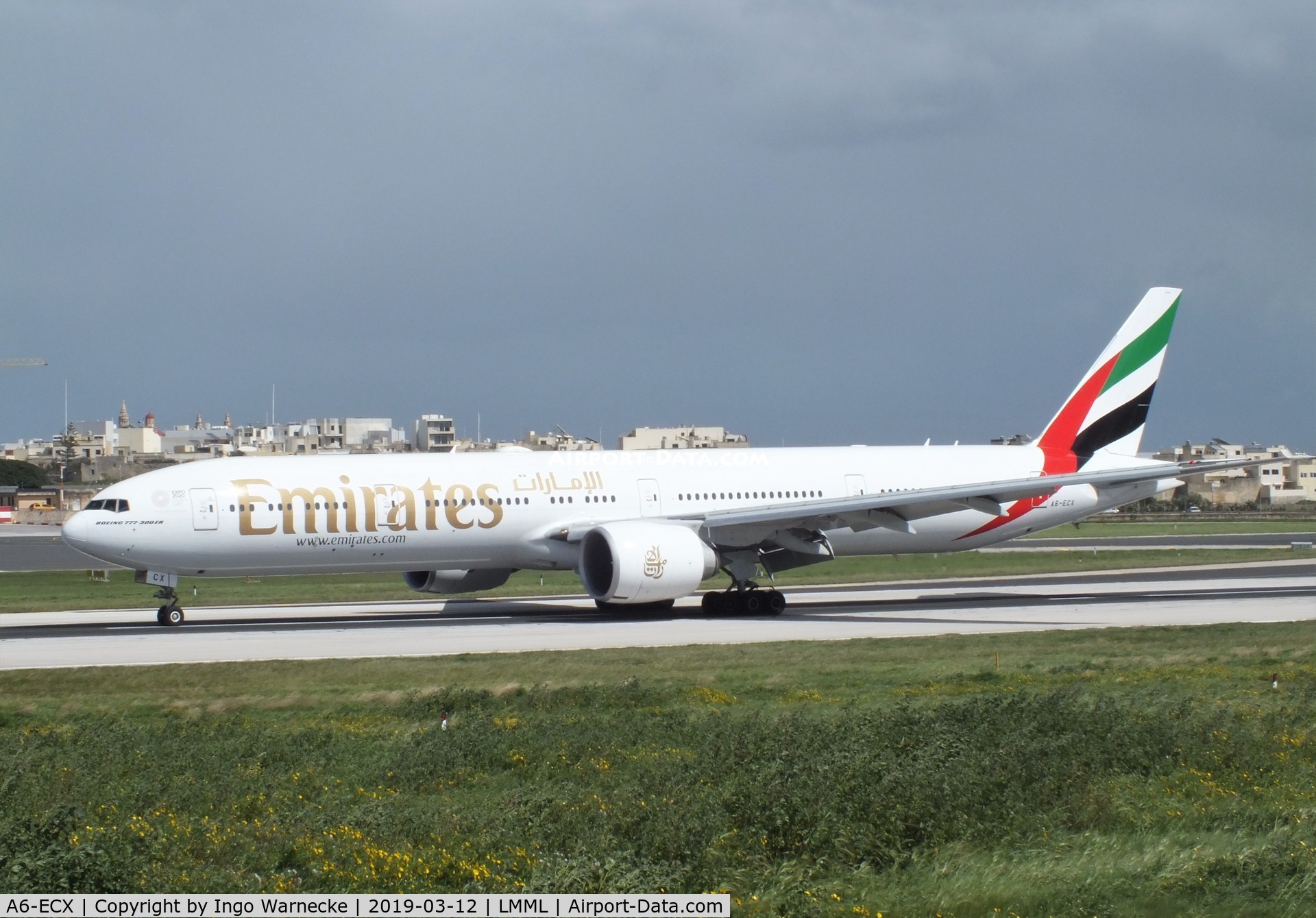 A6-ECX, 2009 Boeing 777-31H/ER C/N 38982, Boeing 777-31H/ER of Emirates at Malta International Airport, Luqa