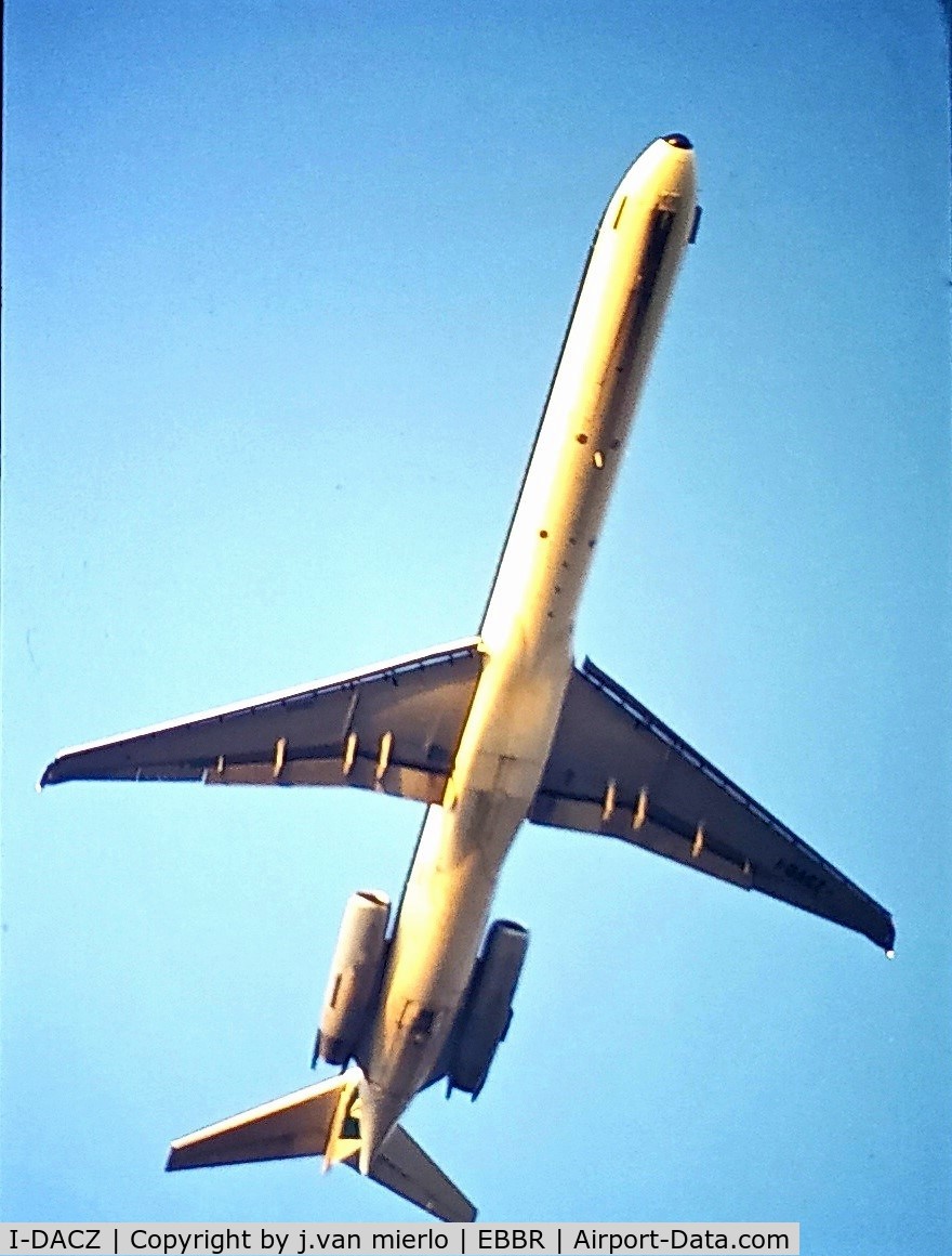I-DACZ, 1991 McDonnell Douglas MD-82 (DC-9-82) C/N 53058/1927, T/O from BRU 25R scan from slide