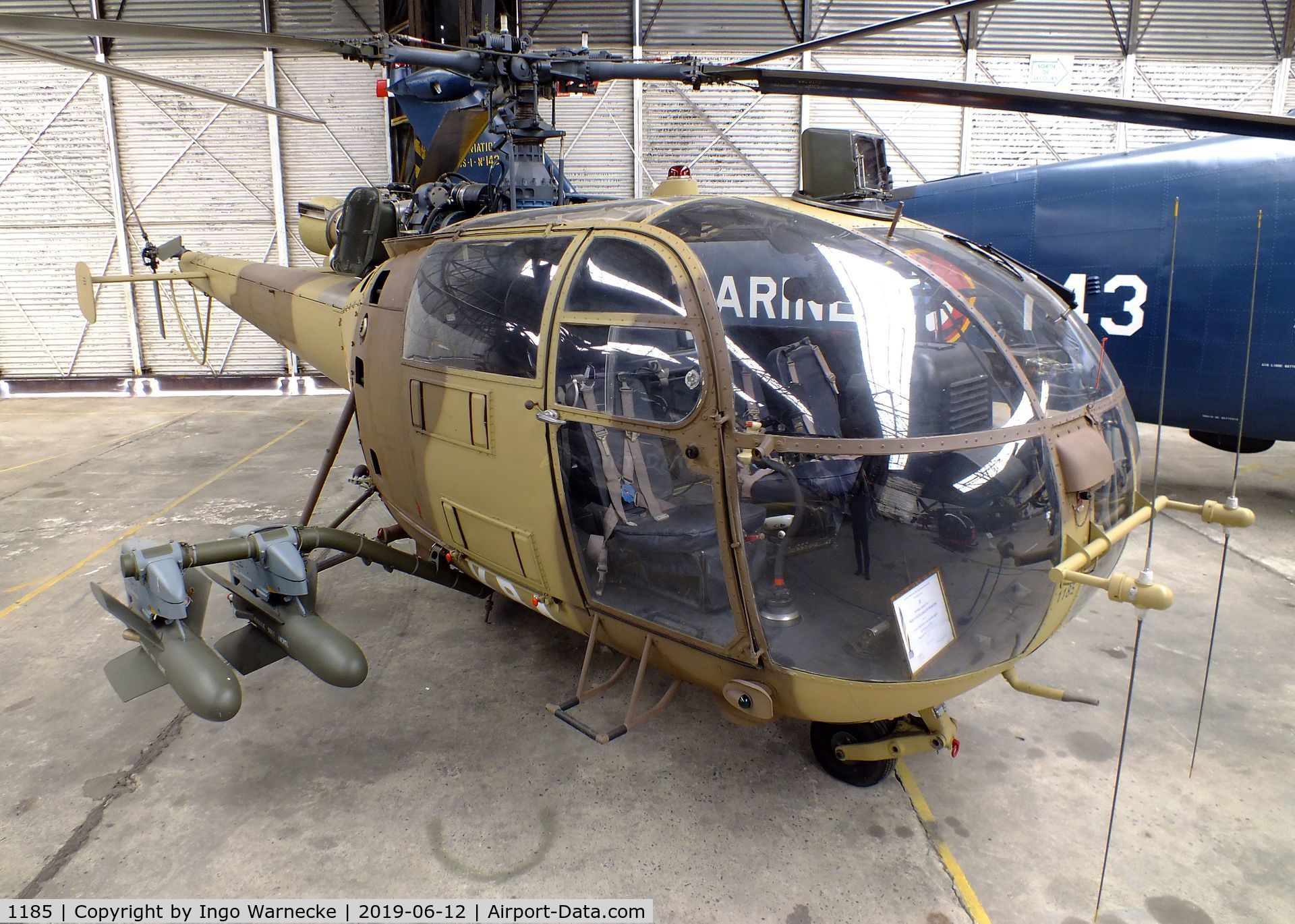 1185, Aérospatiale SA-316B Alouette III C/N 1185, Sud Aviation SA.316B Alouette III (anti-tank variant with SS.11/AS.11 missiles) at the Musee de l'ALAT et de l'Helicoptere, Dax