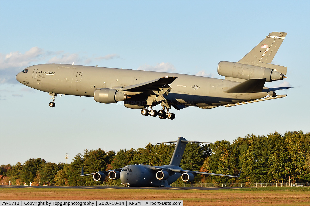 79-1713, 1981 McDonnell Douglas KC-10A Extender C/N 48205, SPUR73 landing RW34 at Pease while NATO 17 holds short