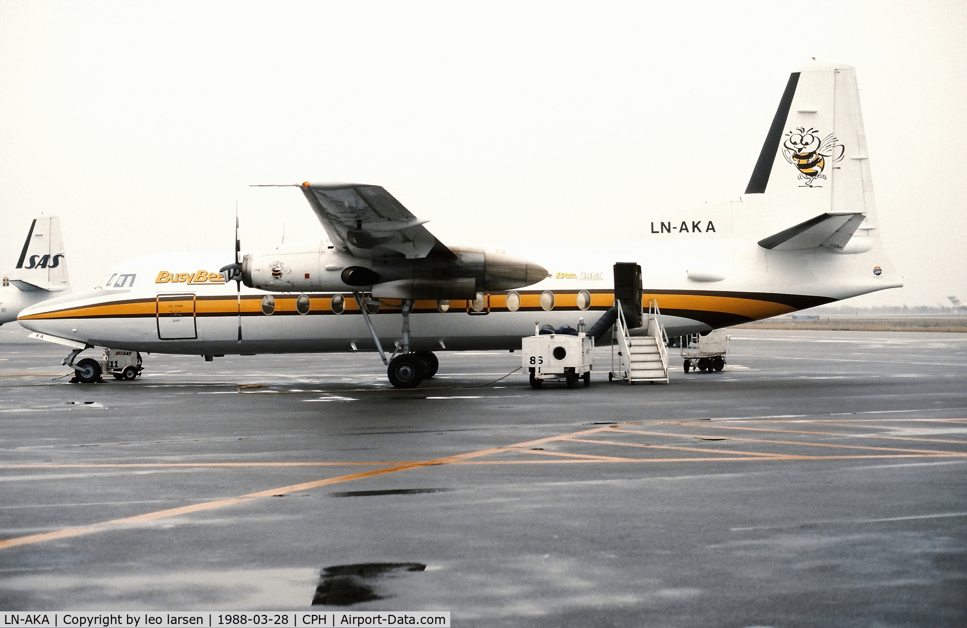 LN-AKA, 1984 Fokker F-27-200 Friendship C/N 10670, Copenhagen 28.3.1988